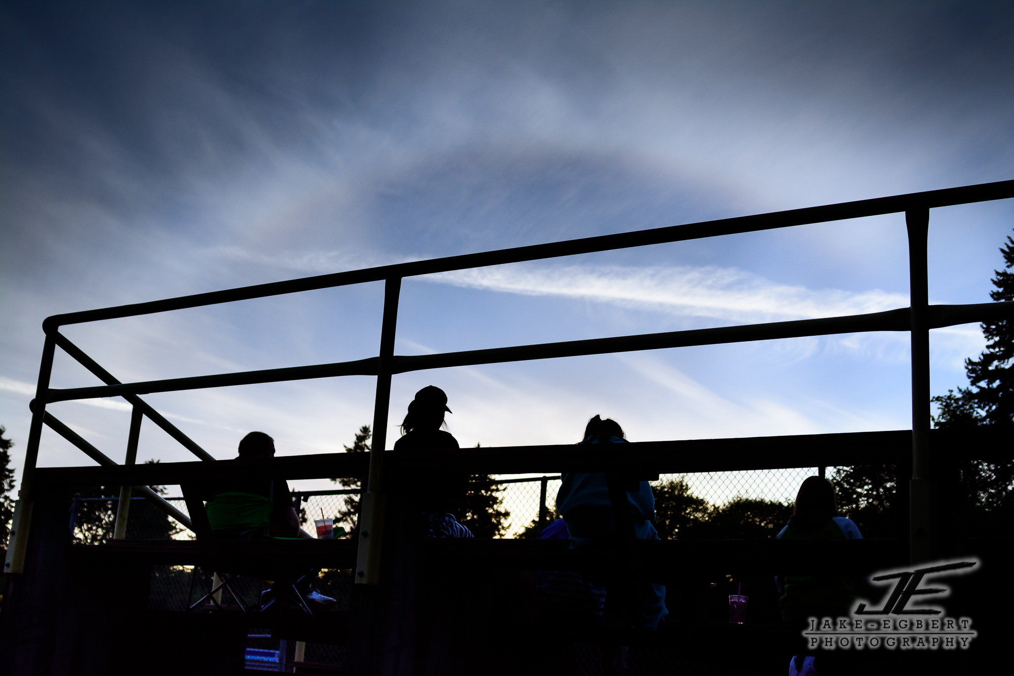 Sun halo over the bleachers.