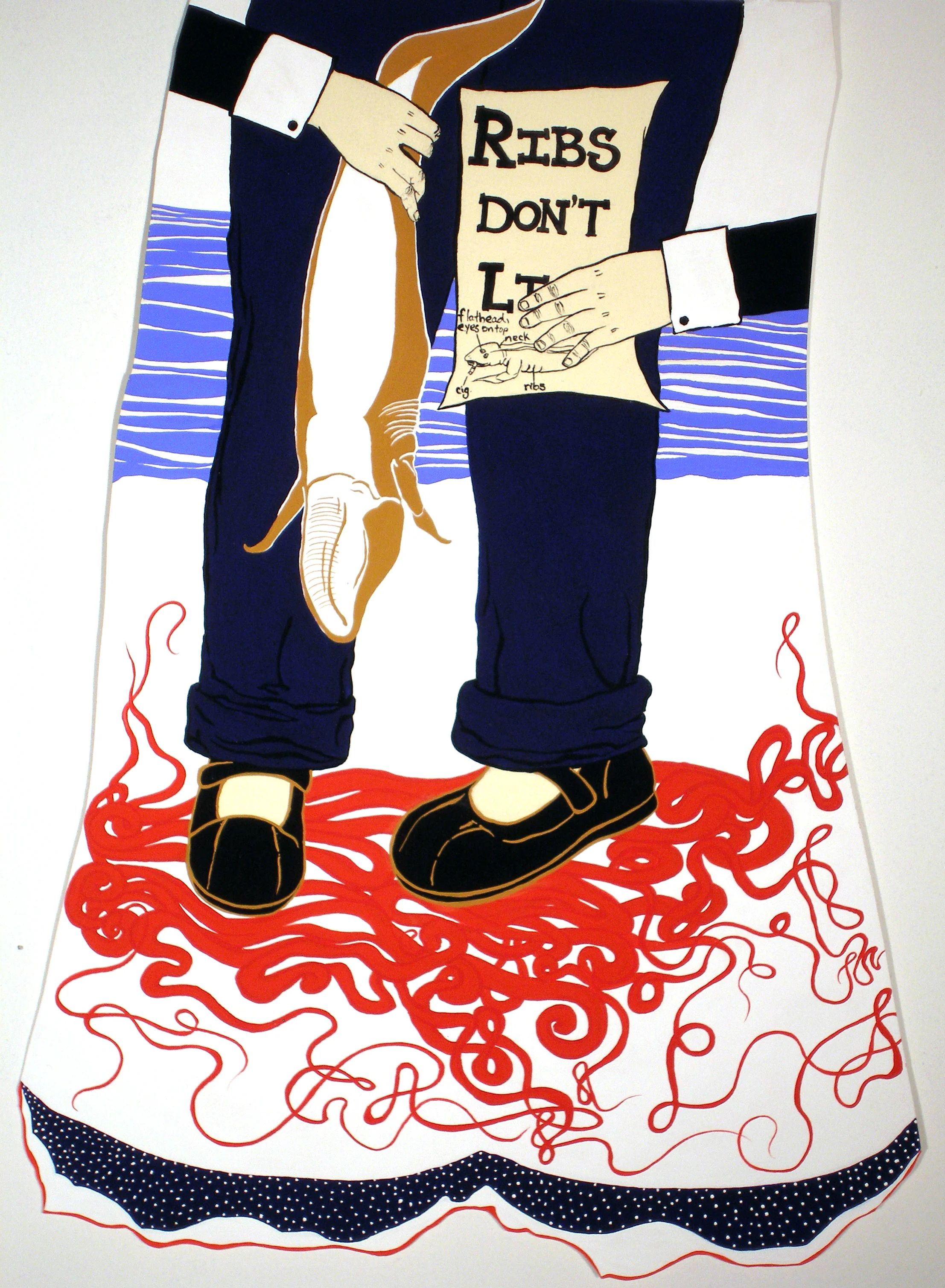 Ribs Don't Lie (Tiktaalik) Acrylic gouache on paper 17" x 12" 2007 ©Alexis Amann