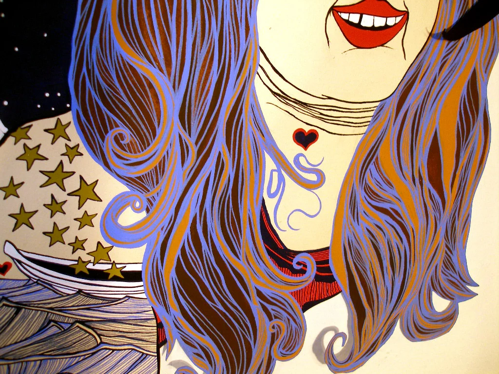Lost Highway is Married to the Sea (detail) Acrylic gouache on paper 2008 ©Alexis Amann