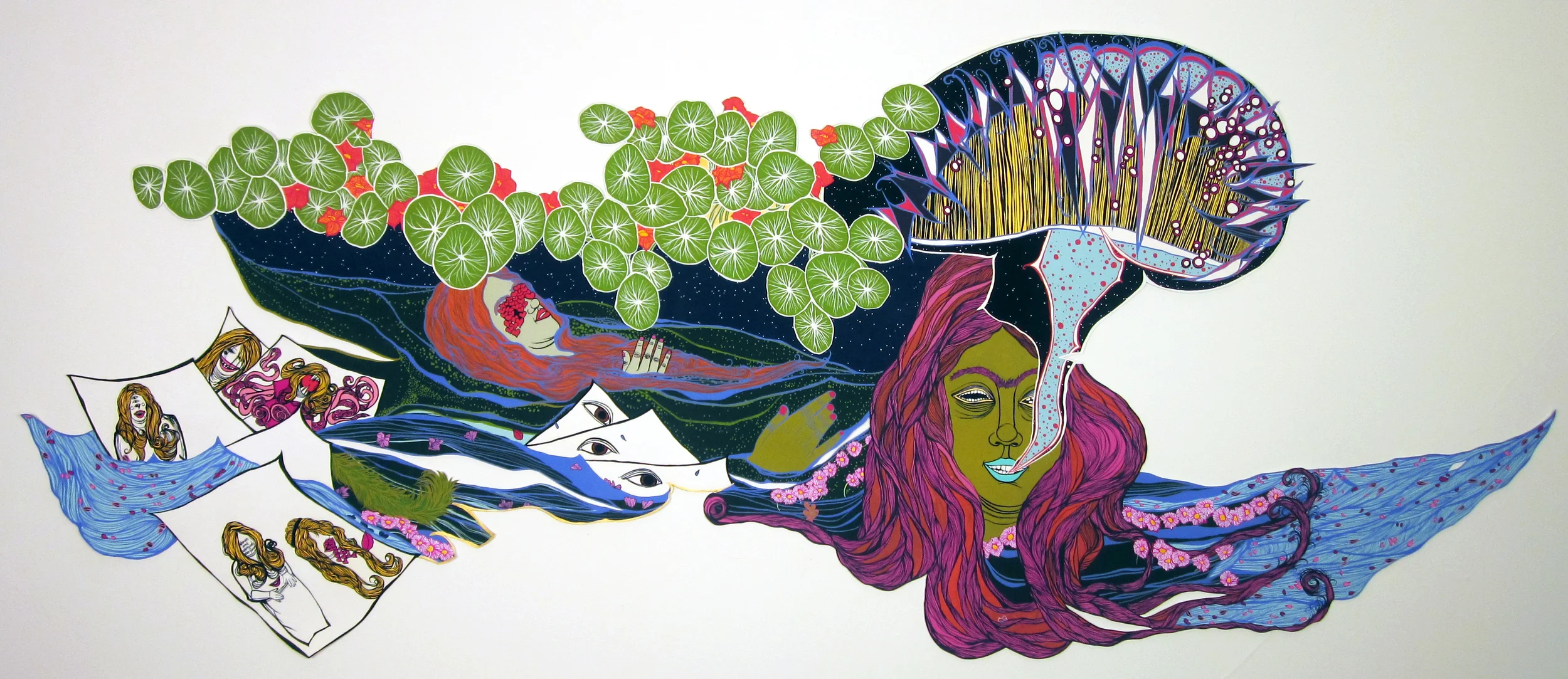 Double Ophelia (after Millais) Acrylic gouache on paper 9'3" x 12' 2011