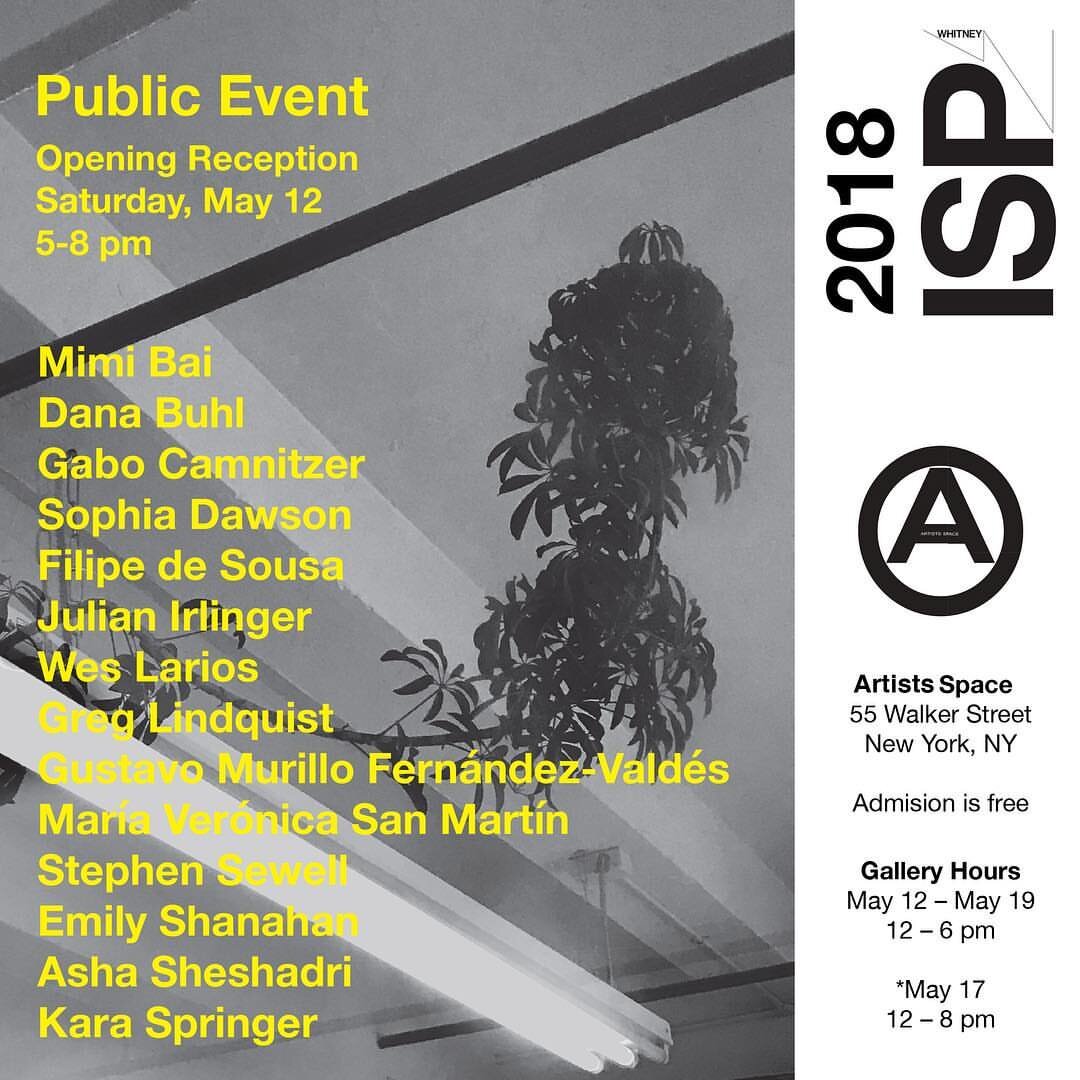  Public Event, ISP Group Exhibition at Artists Space. 