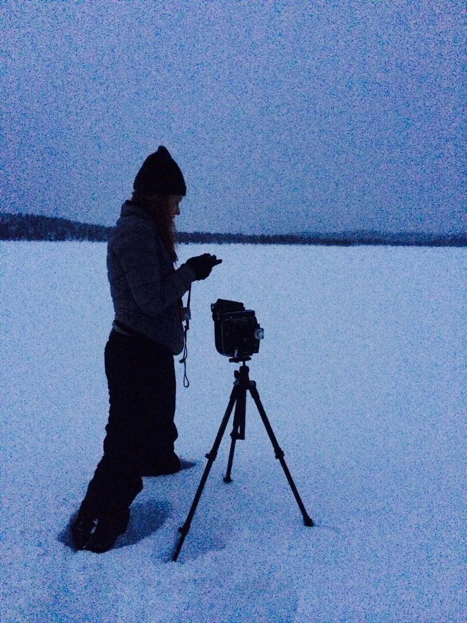 The artist in the office. 