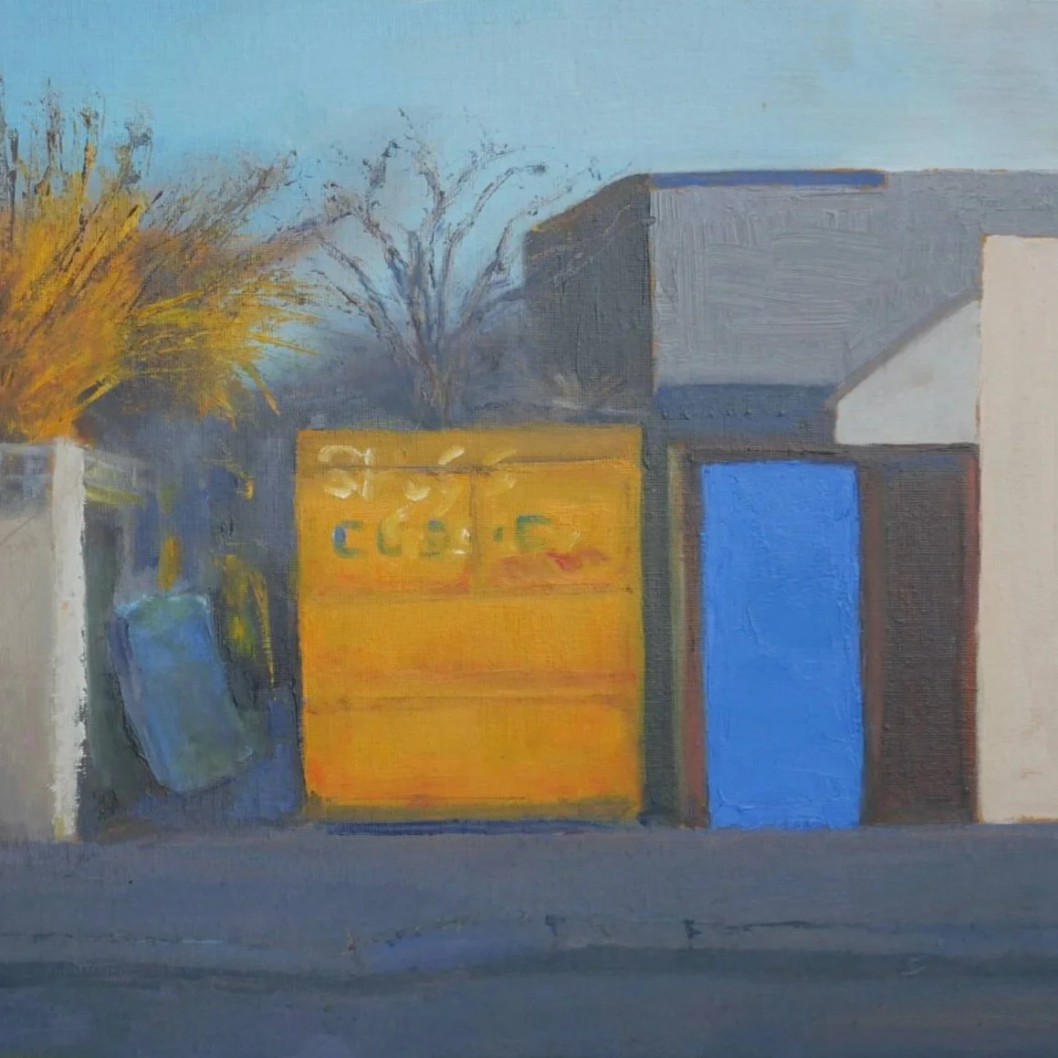 Katie+Goodwin_Artist_bars+shaky+bought_Yellow+skip+blue+door+suburbs_Landscape+Oil+Painting_30x40_2024_web.jpg