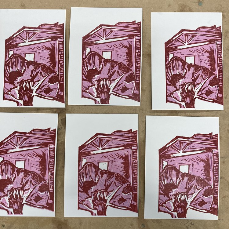 New to lino printing, using a printmaking kit. I find it