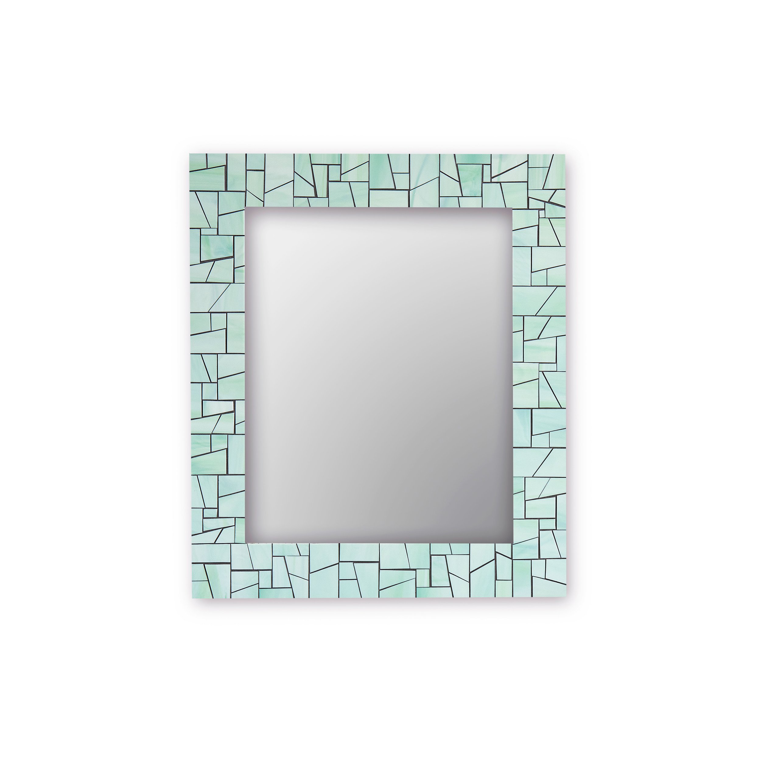 Square teal & gold mosaic wall mirror 38cm-hand made in Bali-NEW 