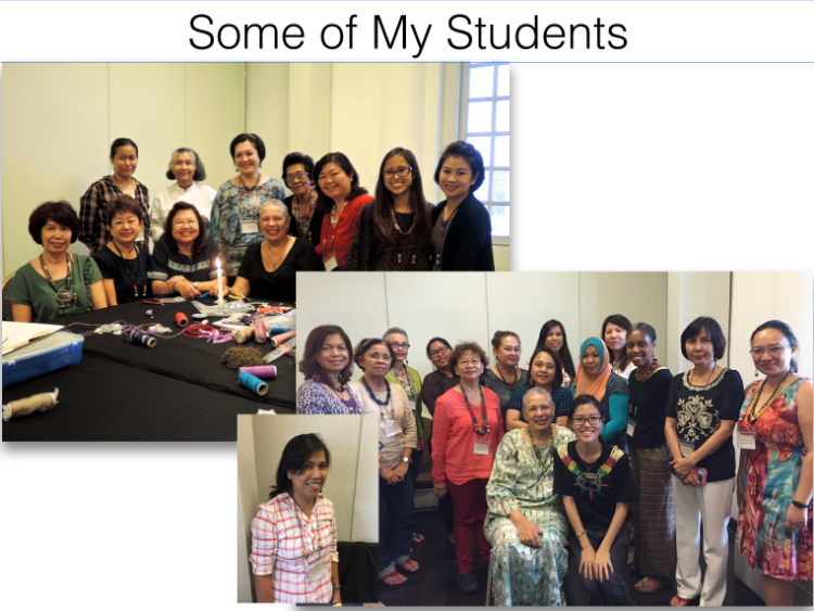 Every student left with an original design of their own creation, a working knowledge of how to work with a new material, imitation sinew, and sometimes a surprised awareness of how talented they truly are. We all left with new friends!
