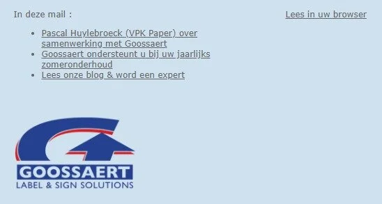 E-newsletter voor Goossaert: "Pascal Huylebroeck (VPK Paper) over samenwerking met Goossaert"