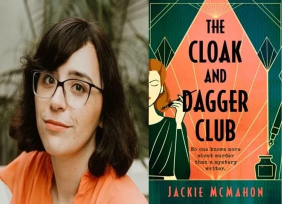 Combined image depicting author headshot and book cover "The Cloak and Dagger Club"