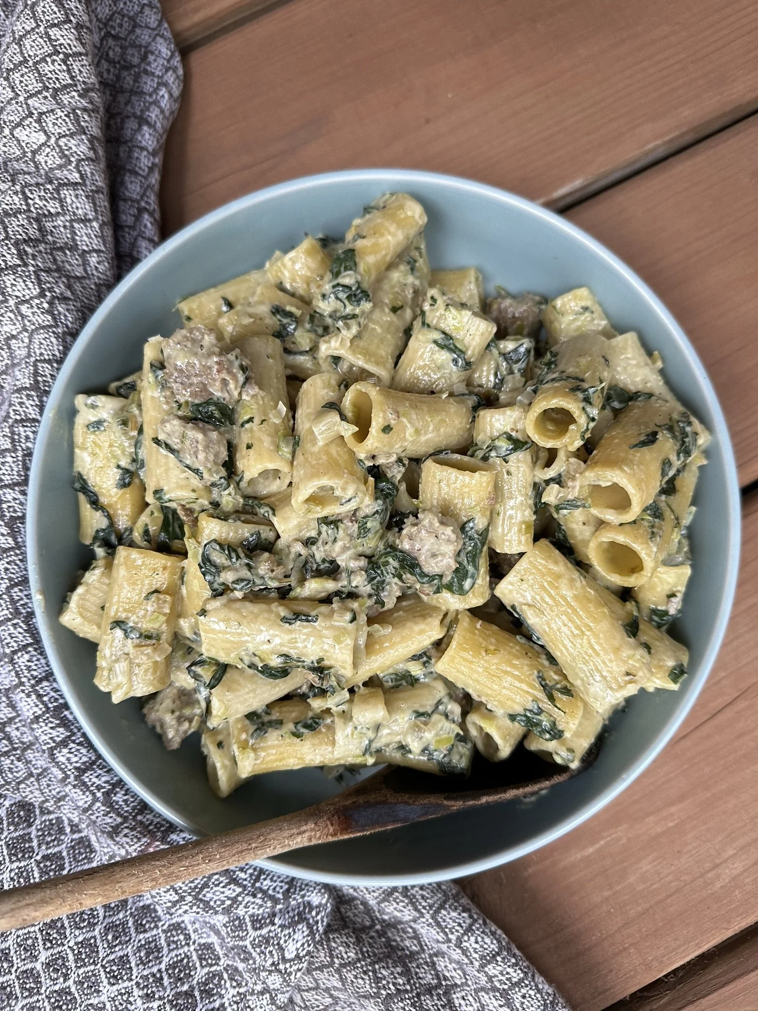 PASTA WITH SAUSAGE, CHARD &amp; LOTS OF GARLIC