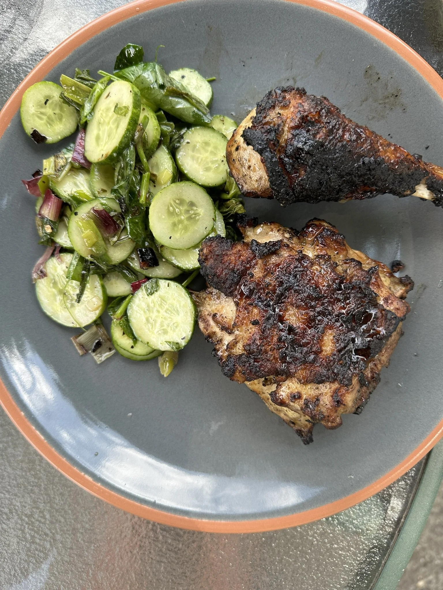 YOGURT-MARINATED CHICKEN WITH CUCUMBER GRILLED SALAD