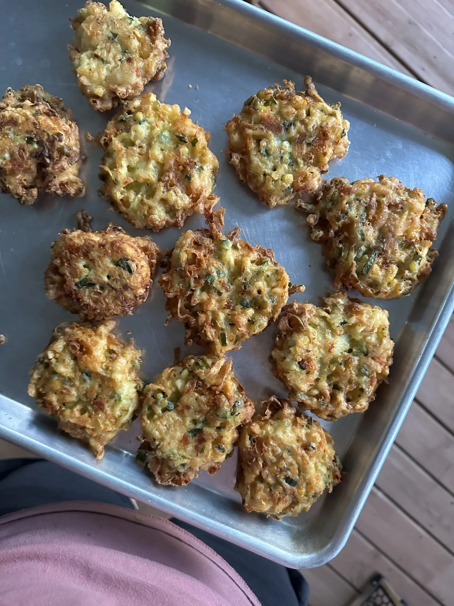 CHEESY ZUCCHINI SWEET CORN PEPPER FRITTERS