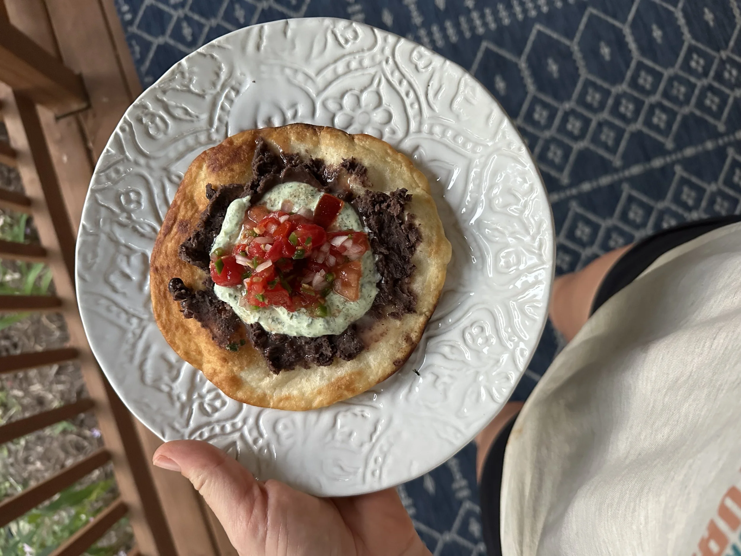 REFRIED BEAN TOSTADAS WITH PICO DE GALLO &amp; CILANTRO CREMA