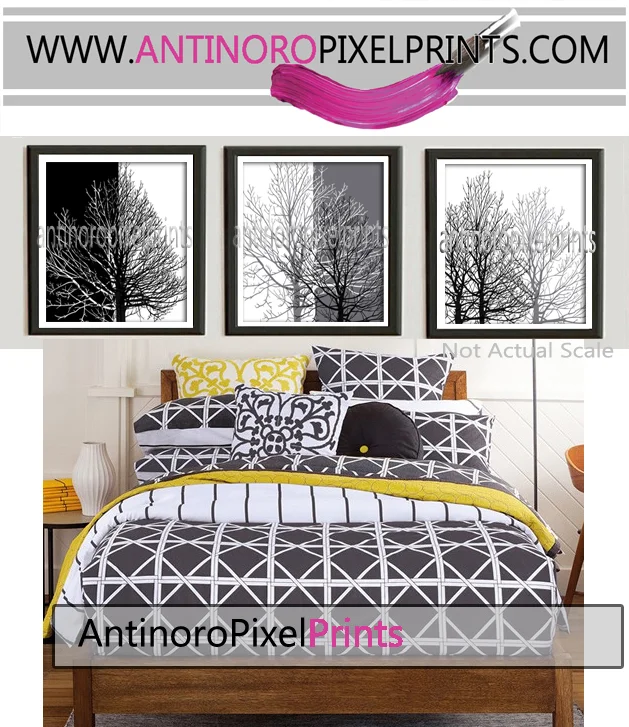 Home Decor Digital Poster Black White Tree Wall Art Print Includes 3 10x10 Wall Art Unframed Antinoro Pixel Prints