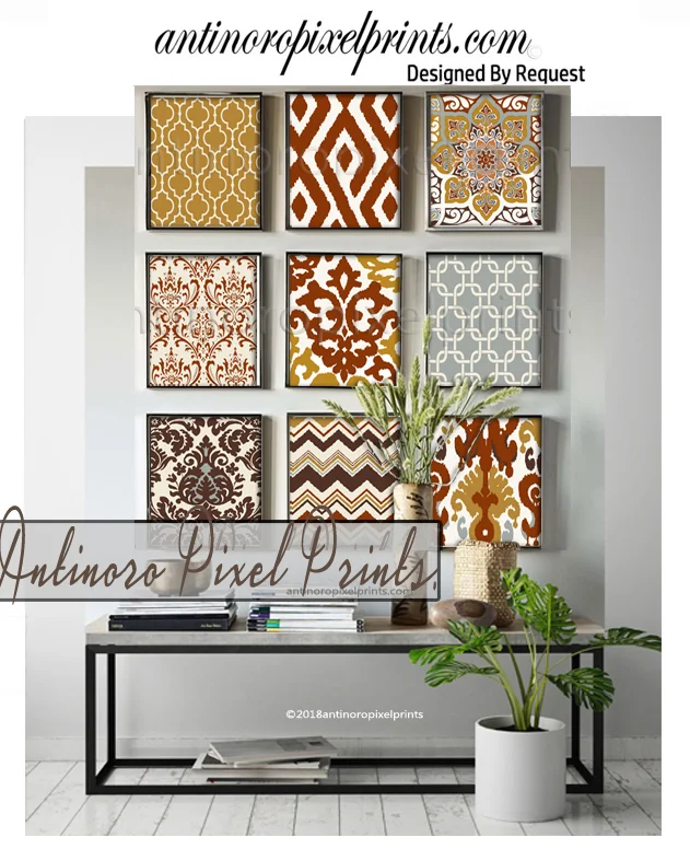 Fall Autumn Burgundy Rust Golden Maple Brown Creme Wall Art Set Of 9 8x8 Prints Unframed 630124984 Antinoro Pixel Prints