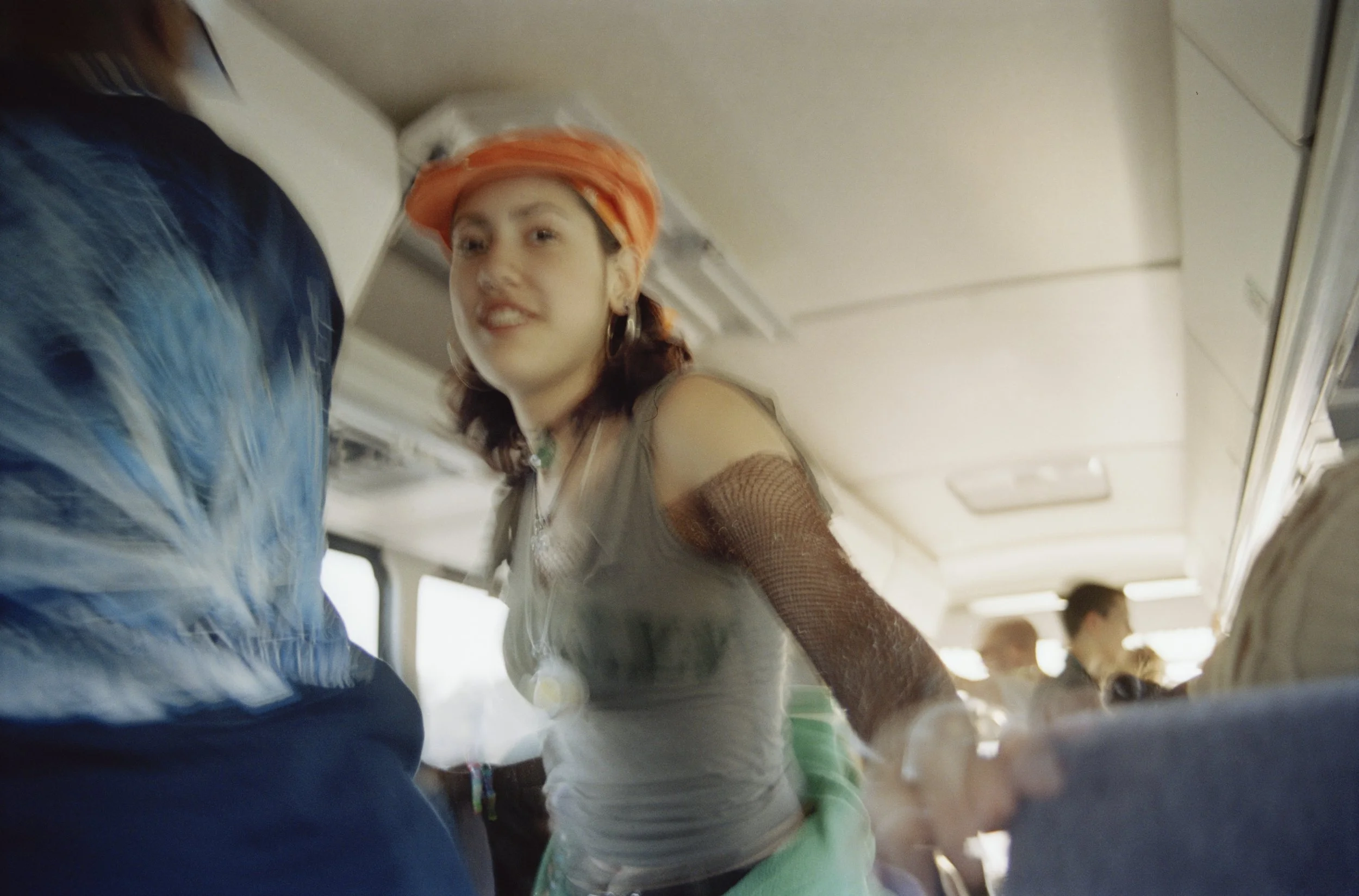  Michelle on the bus to Baltimore, June 8, 2002 