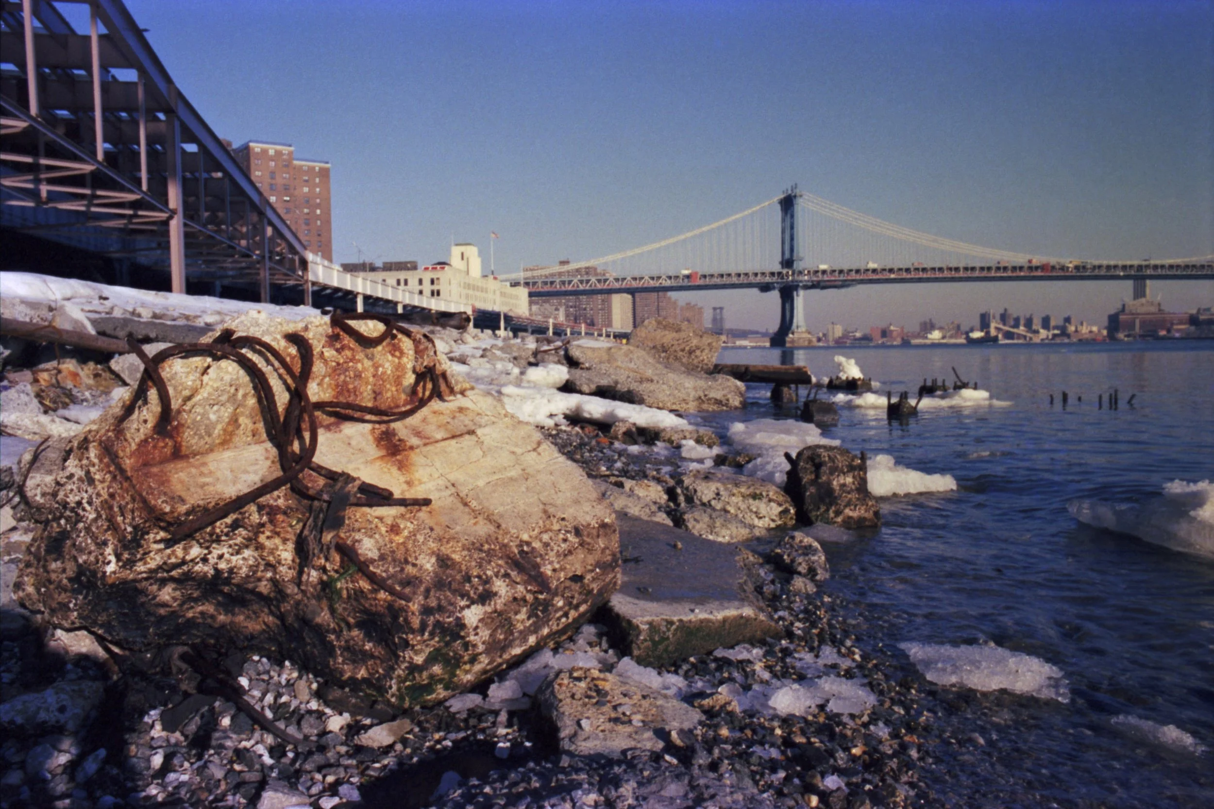  Looking north from under the Brooklyn Bridge, 1996 