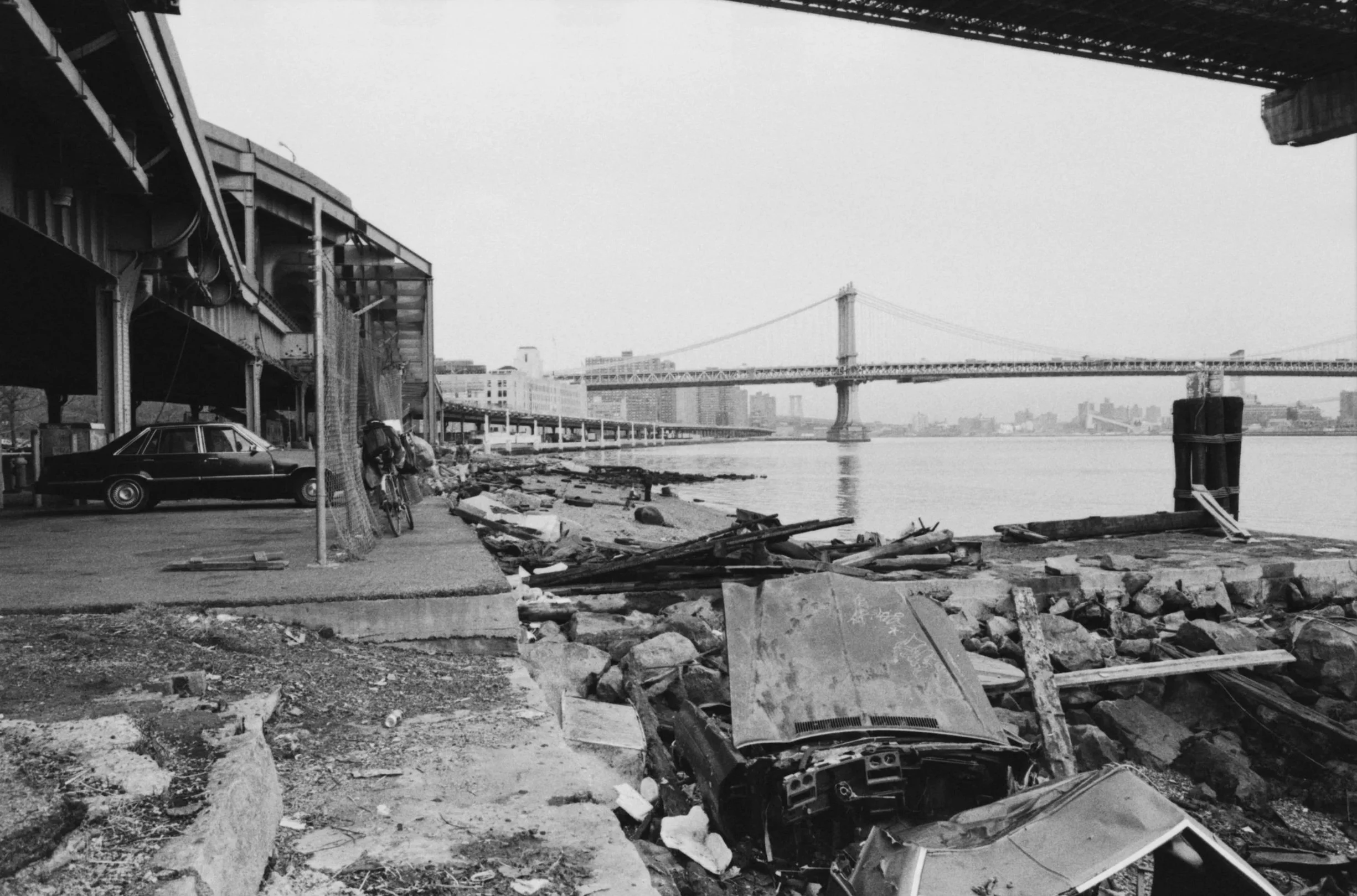  Looking north from under the Brooklyn Bridge, 1995 