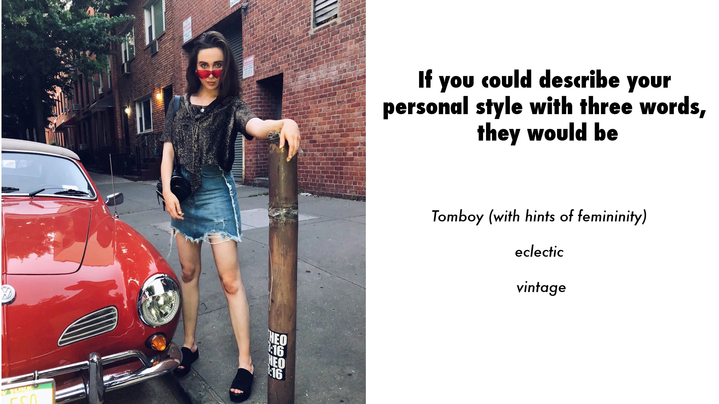 Shelby in NYC in a 1960s vintage top from A Part of the Rest