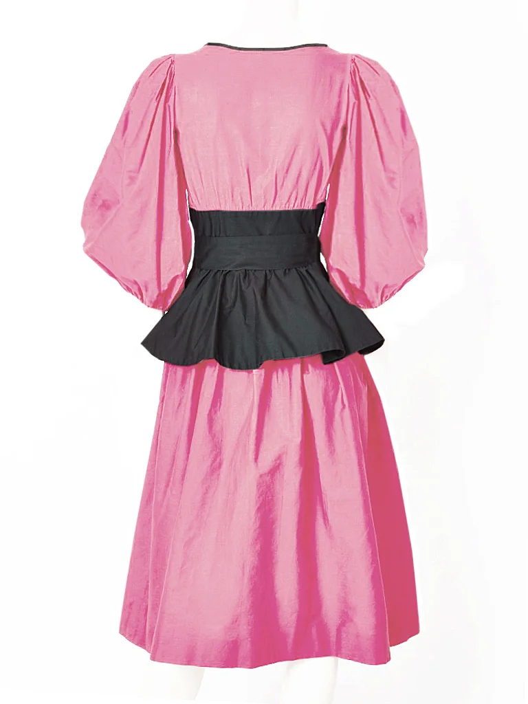 A_Part_of_the_Rest_Vintage_1970s_Yves_Saint_Laurent_Peplum_Balloon_Sleeve_Dress_black_pink_2.jpg