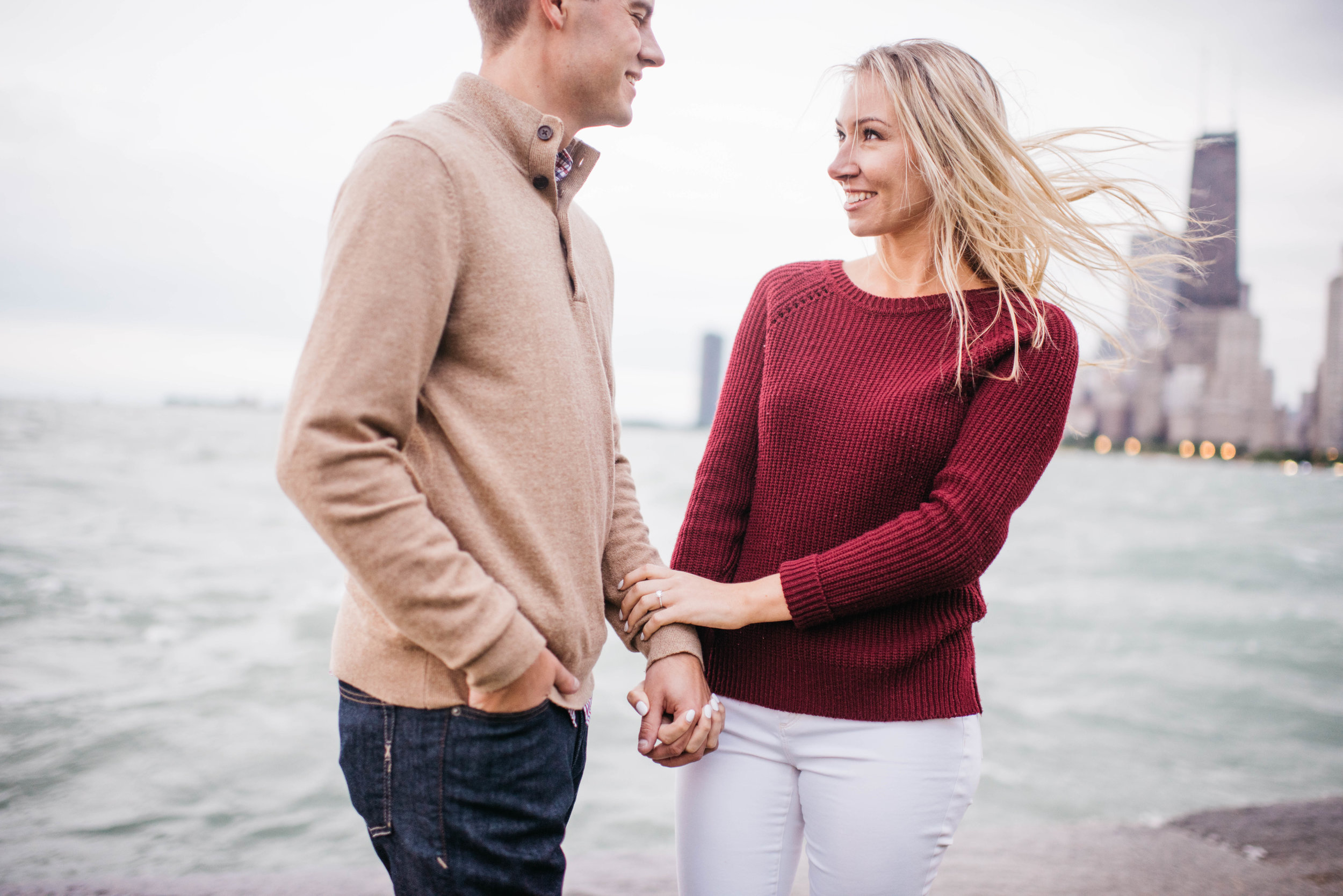 Chicago River Engagement Session North Avenue Beach Engagement Session Erika Aileen Photography Chicago Wedding Photographer