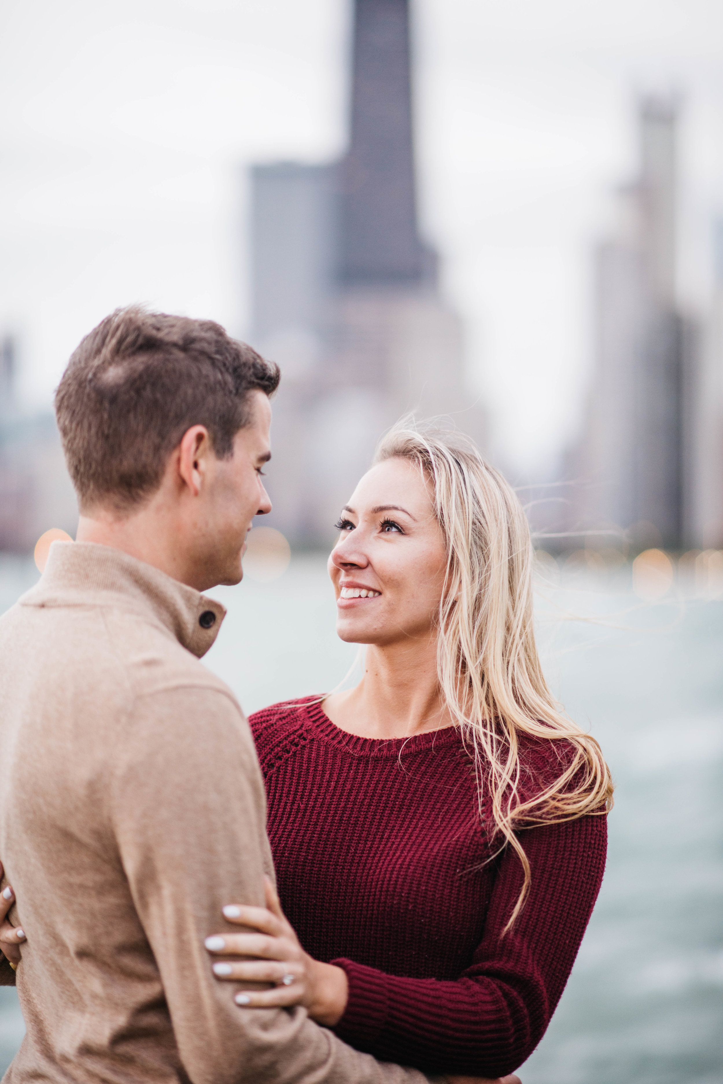 Chicago River Engagement Session North Avenue Beach Engagement Session Erika Aileen Photography Chicago Wedding Photographer