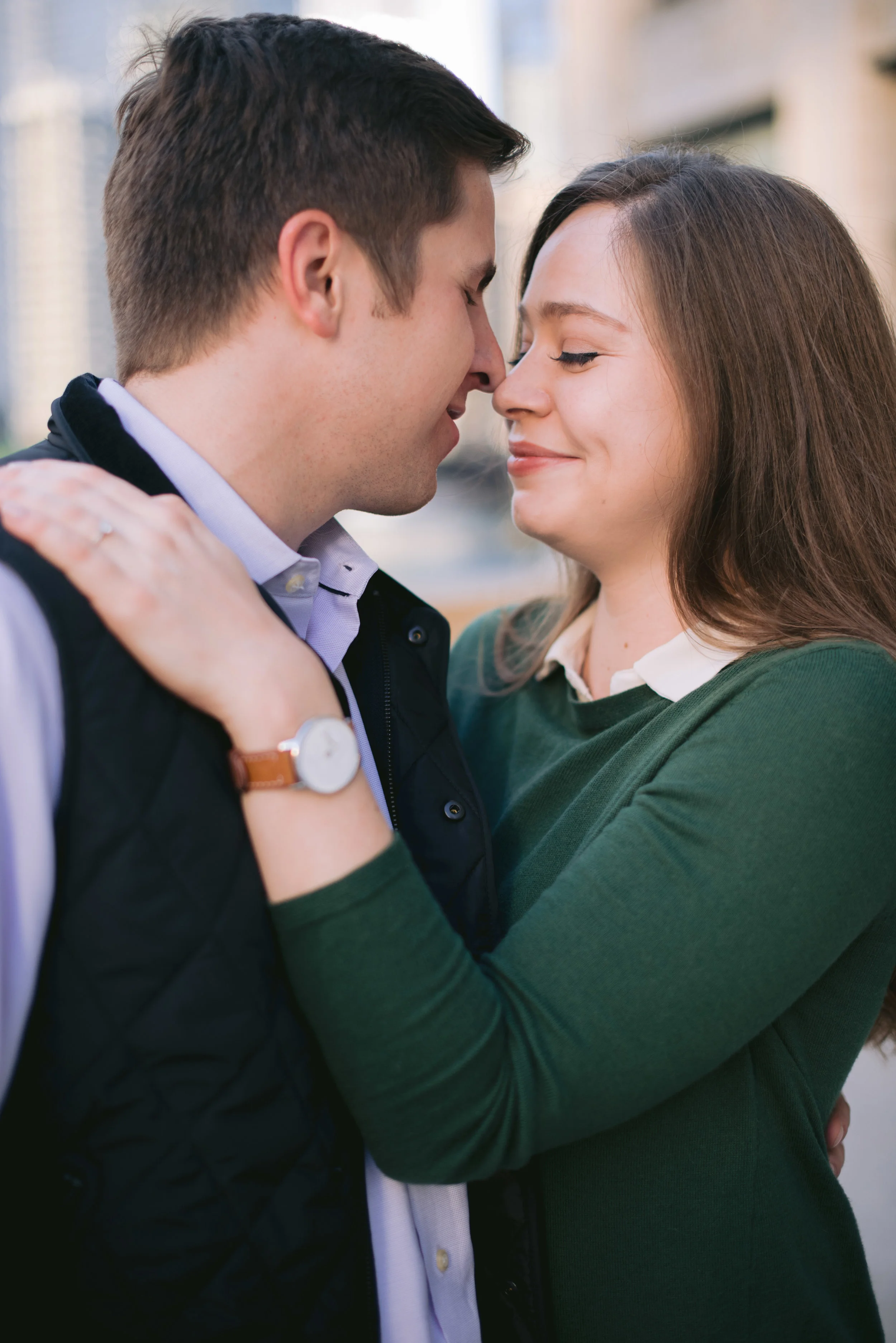 Downtown Chicago Wrigley Building Engagement Erika Aileen Photography Chicago Wedding Photographer