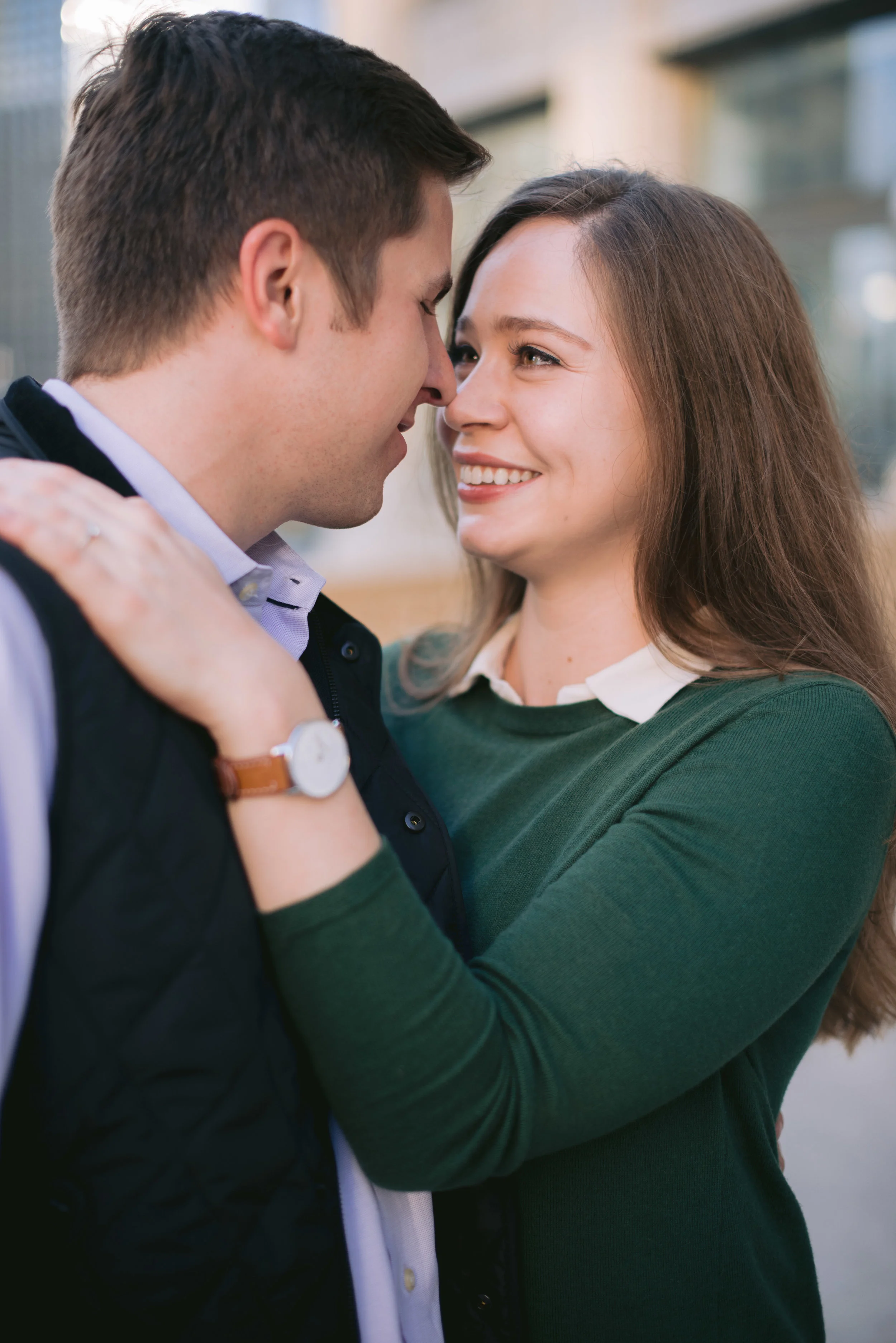 Downtown Chicago Wrigley Building Engagement Erika Aileen Photography Chicago Wedding Photographer