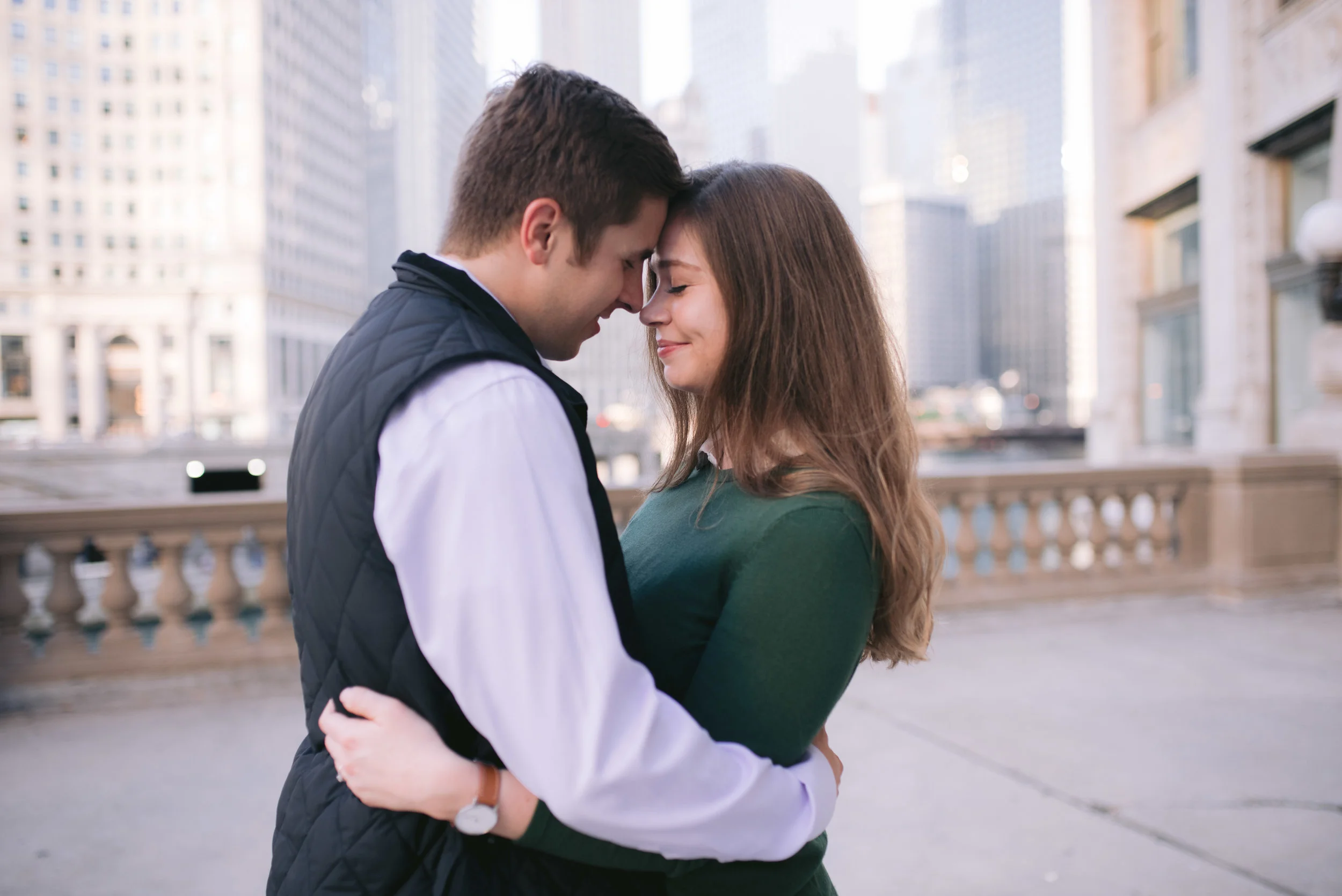 Downtown Chicago Wrigley Building Engagement Erika Aileen Photography Chicago Wedding Photographer