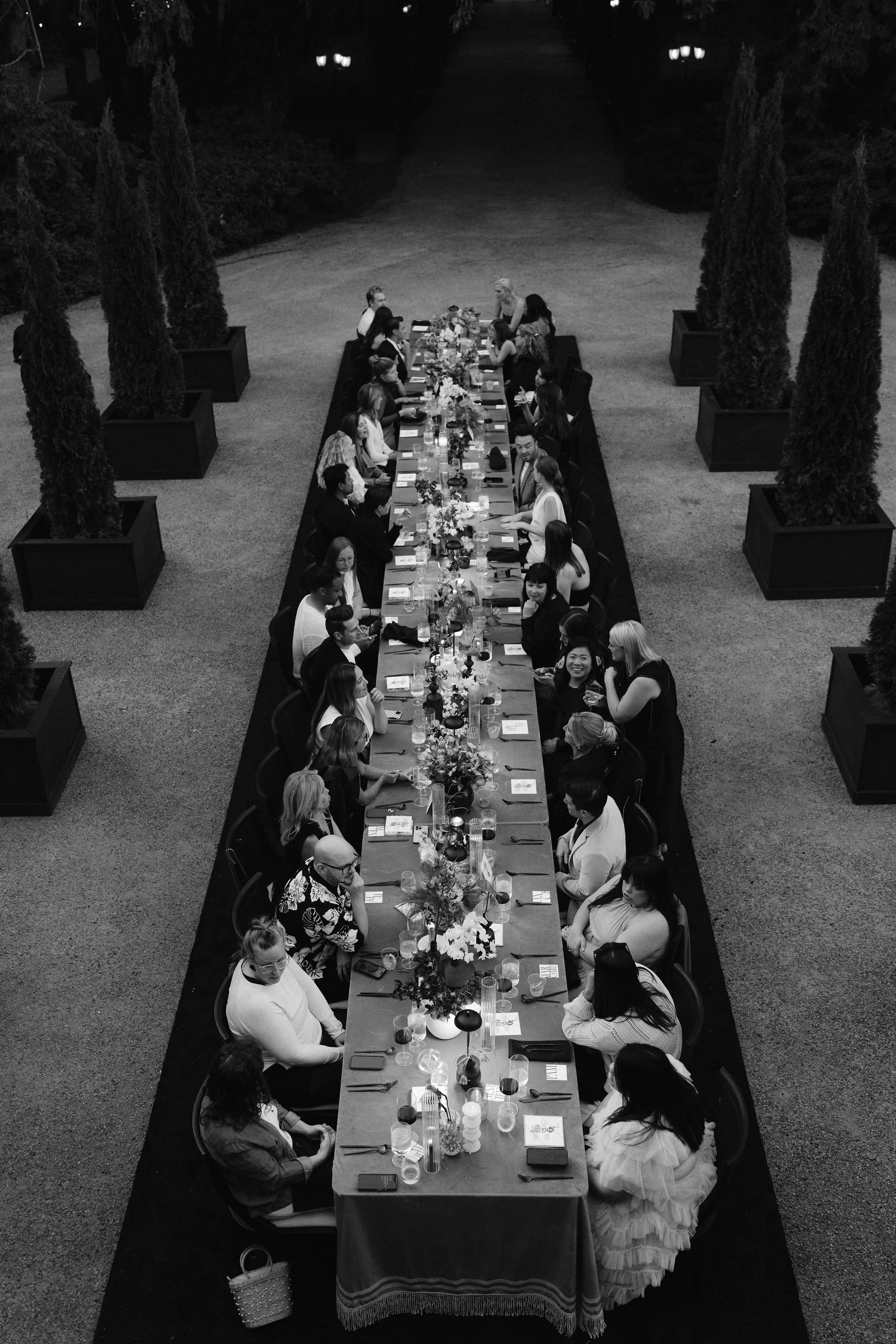 guests seated for dinner at greencrest manor wedding reception