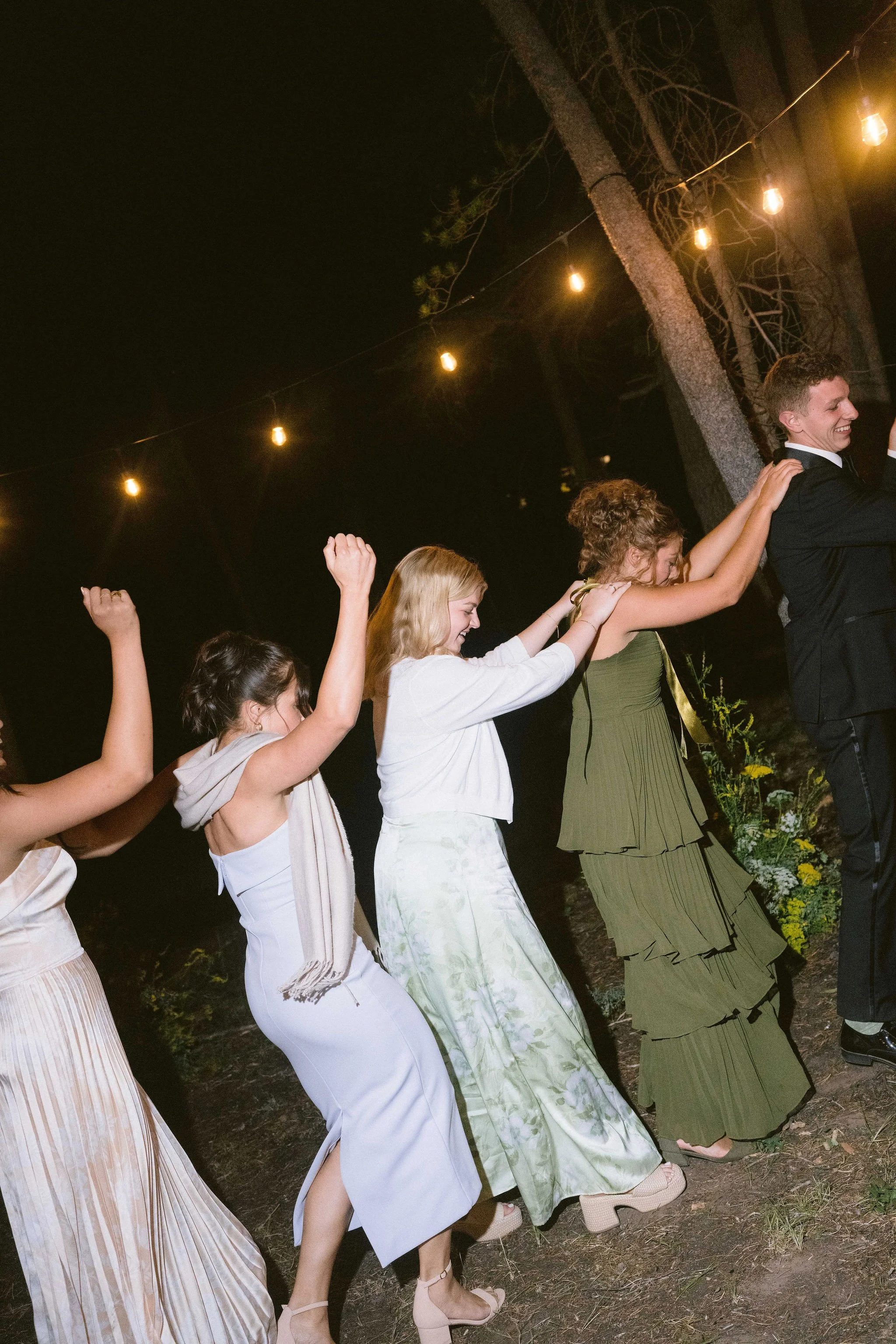 conga line during wedding reception