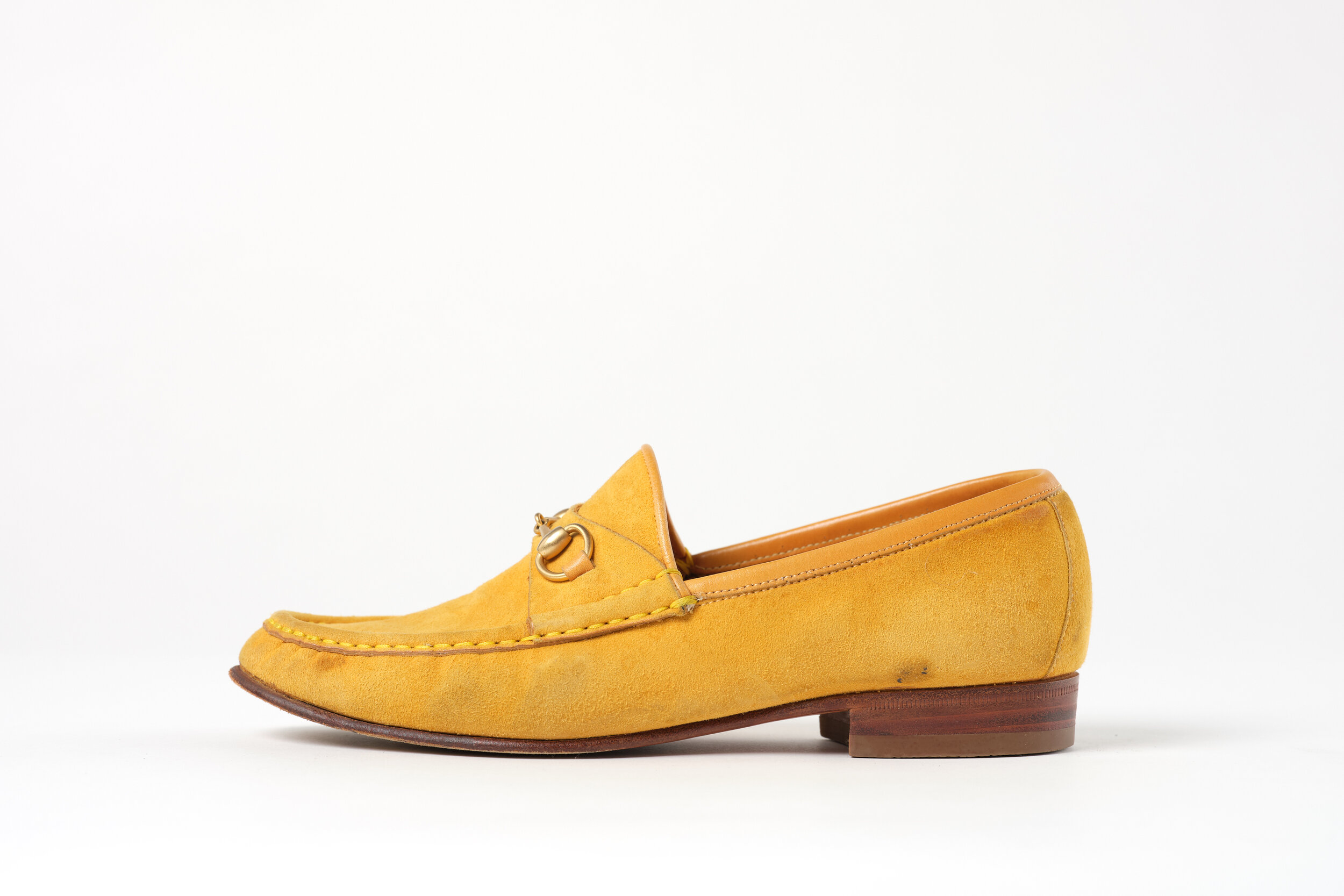 mustard suede loafers