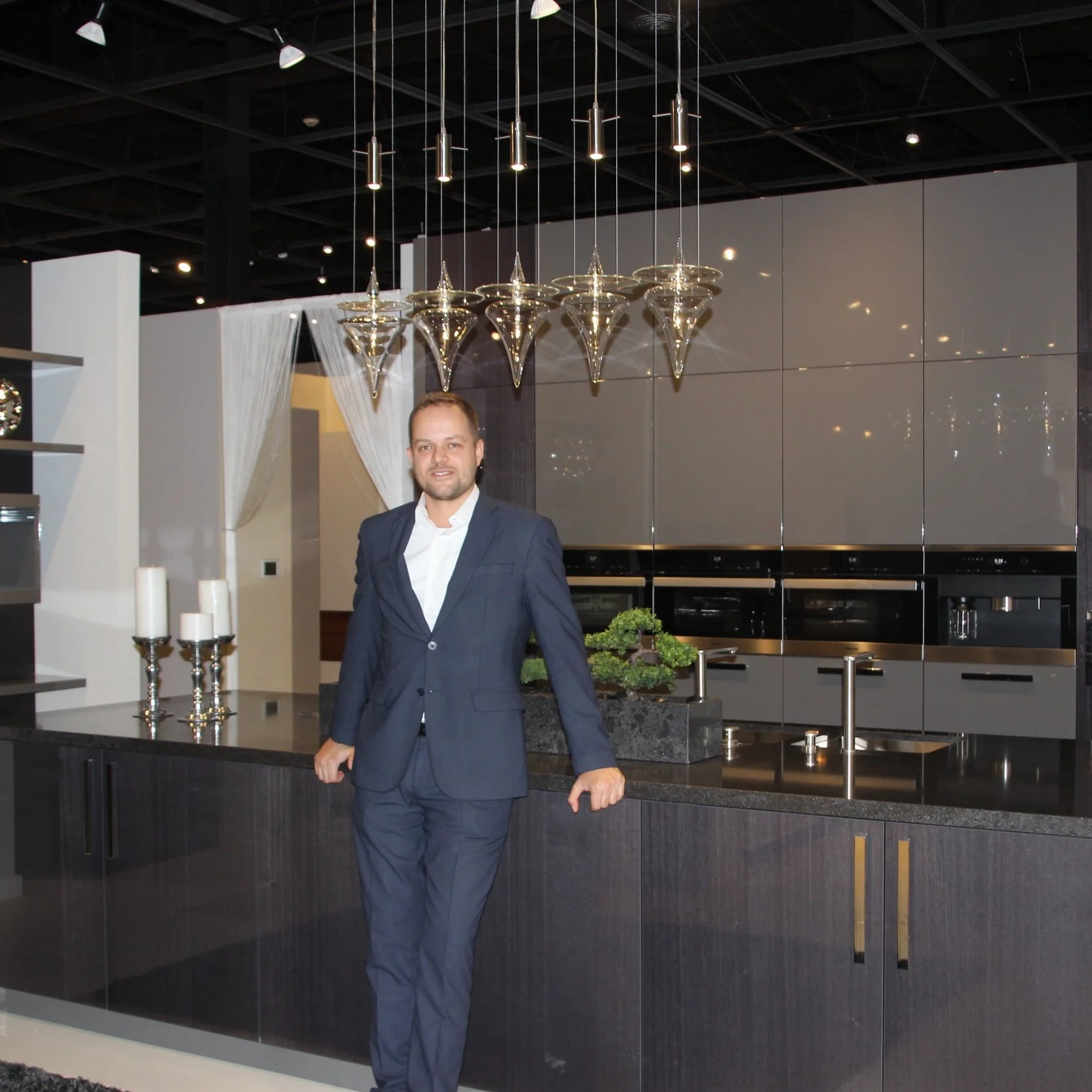Christian Puca with Montecarlo by Val Design in the EuroAmerica Design showroom in Troy.