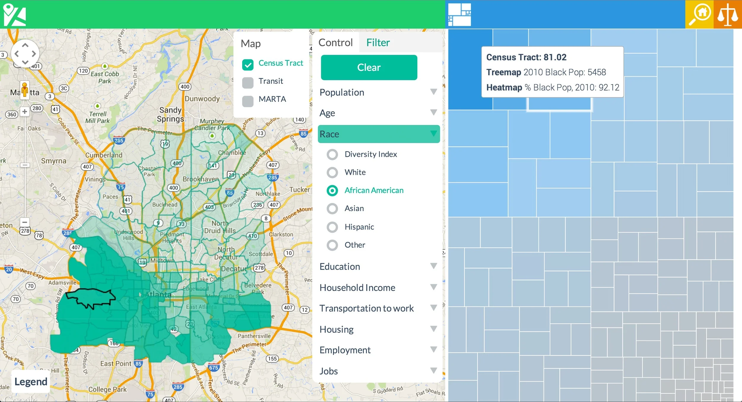 Heat map and Tree Map View