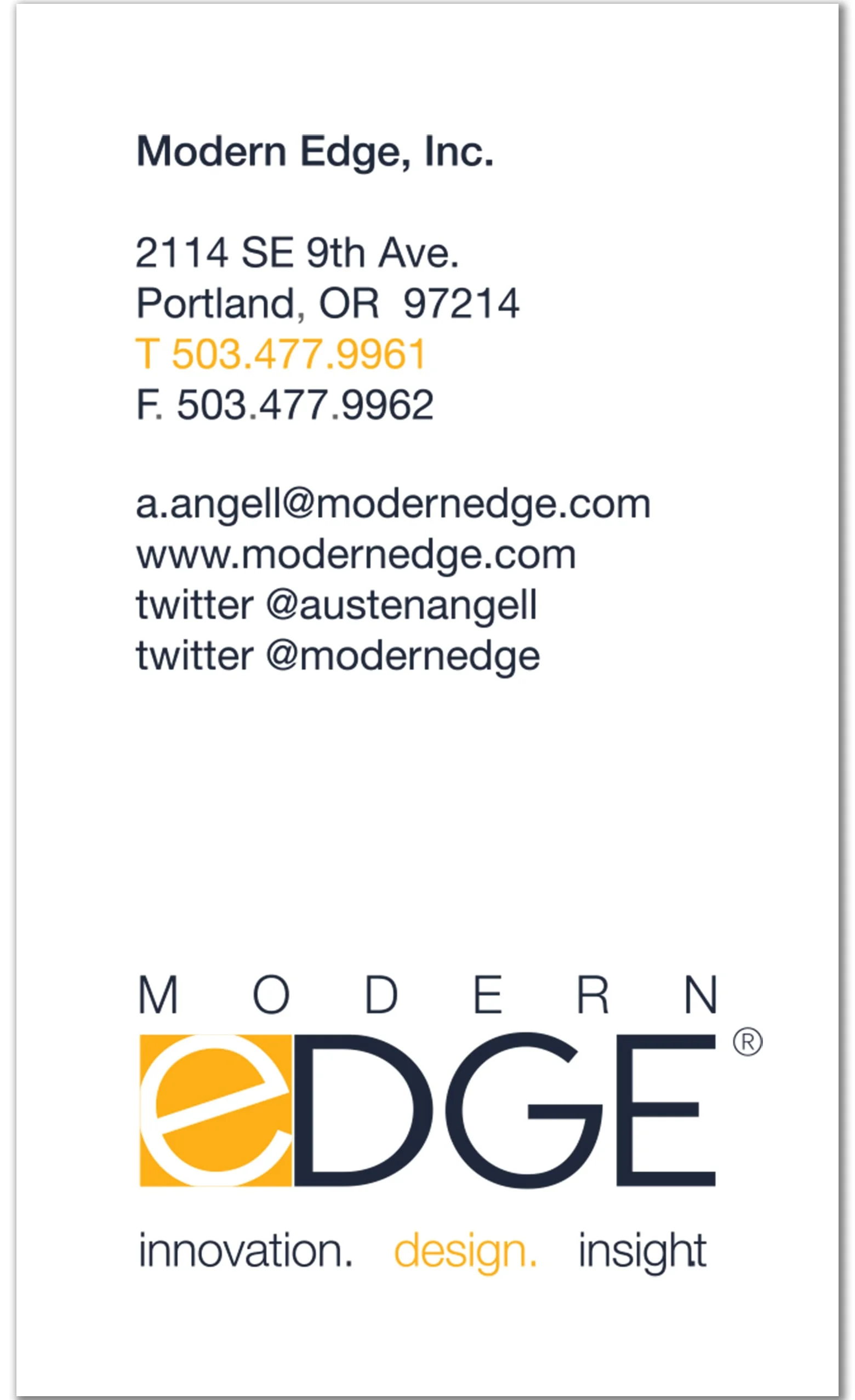 Modern Edge Business Card Front