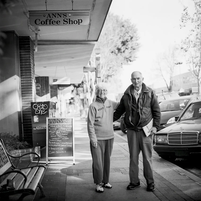 Rhoda & Dave, Ann's Coffee Shop, Menlo Park, CA 2013 Hasselblad 501C/M T-Max 400