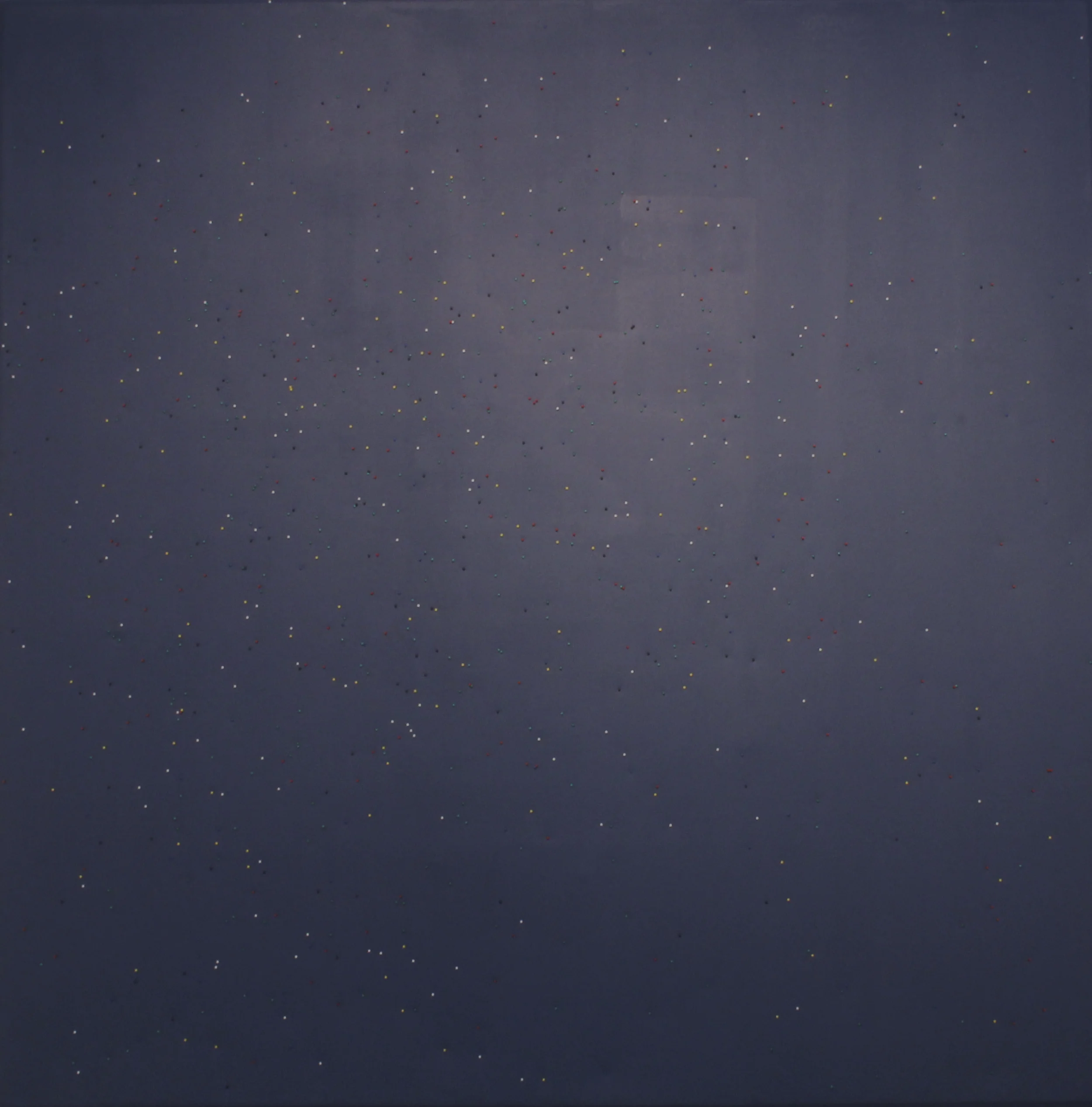   Be, Here, Now , 2015  Stretcher bars, foam, canvas, latex, and map tacks&nbsp;  72x72" 