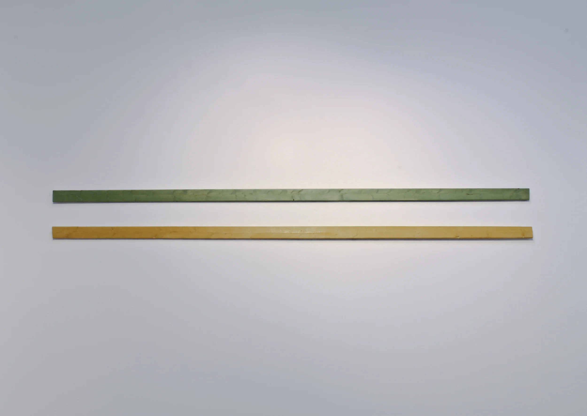   Green and Yellow Grass,  2015  Wood, milk paint, and finishing wax  11x96" 