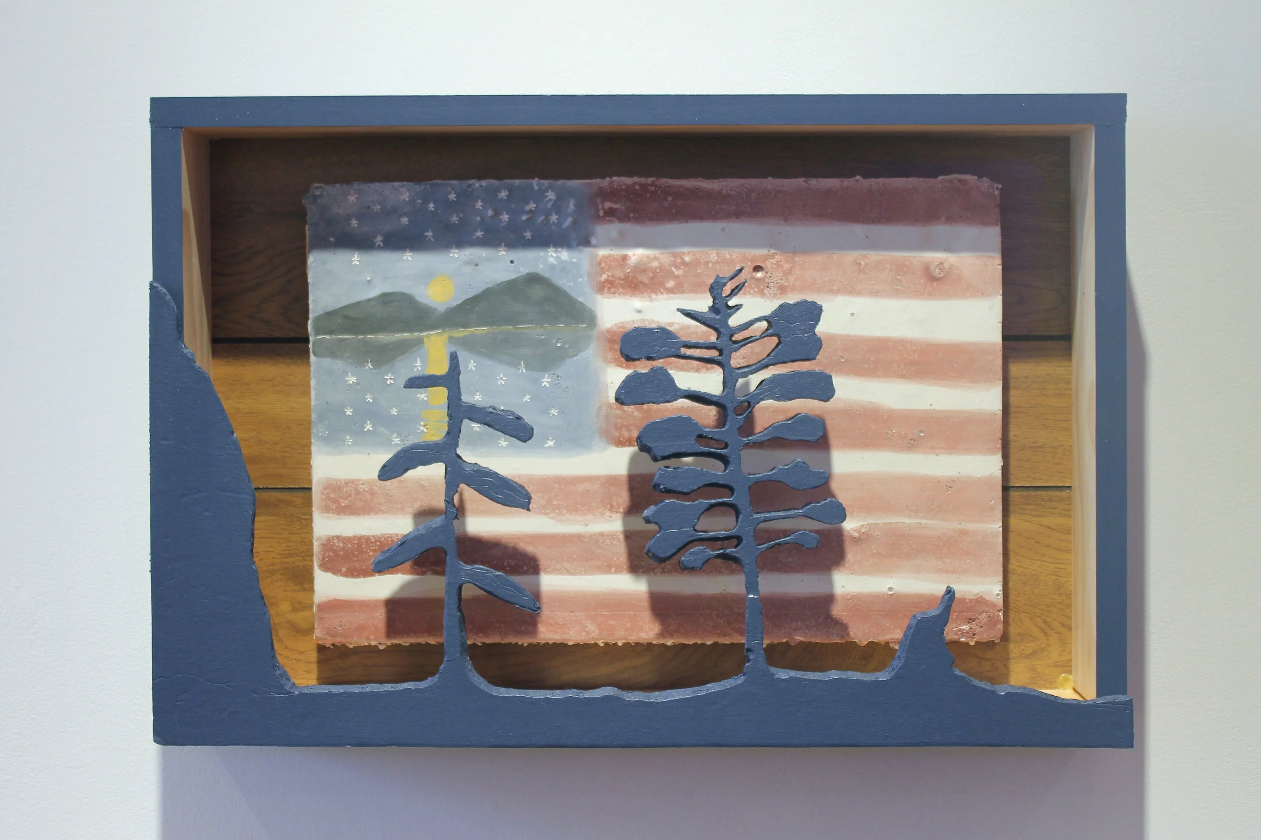 American Arcadia , 2017 Wood, foam, wood paneling, milk paint, matte acrylic, latex 17" x 25" x5"