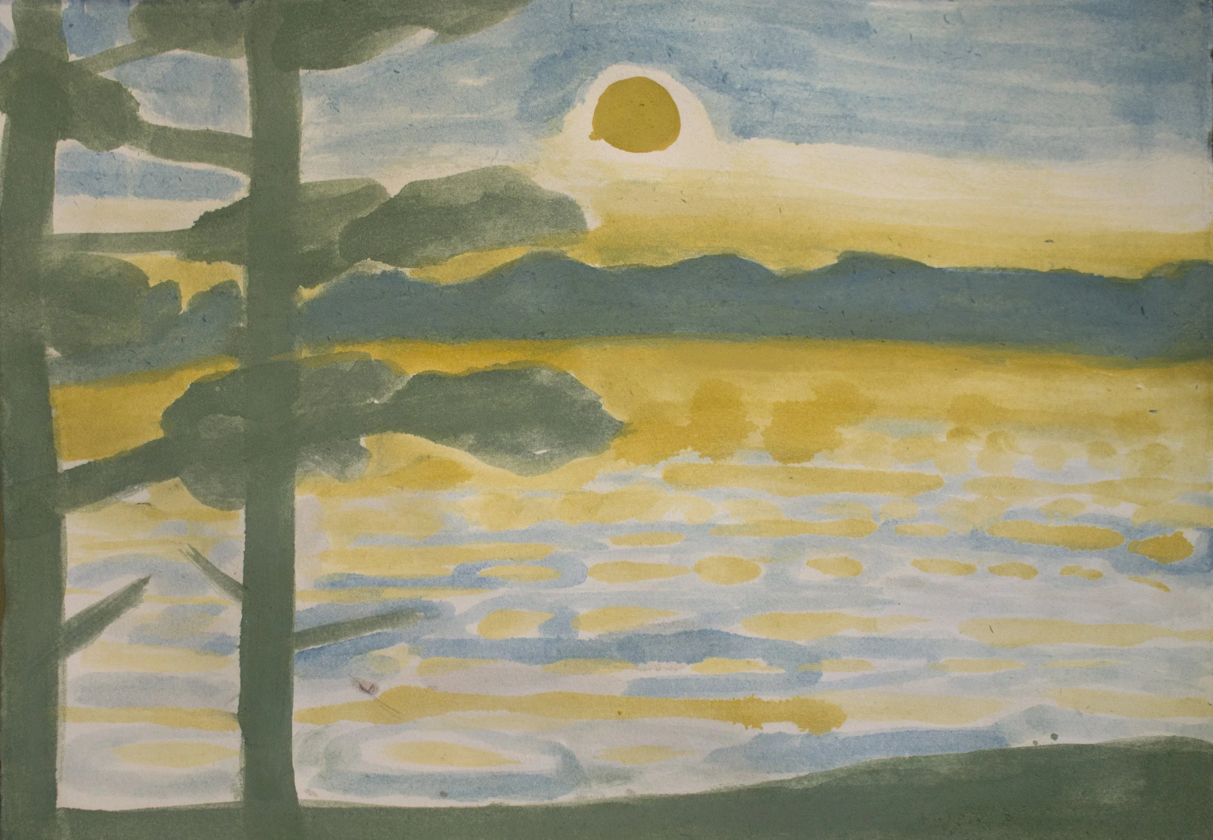 On Golden Pond, 2018 Milk paint on paper 11"x15"