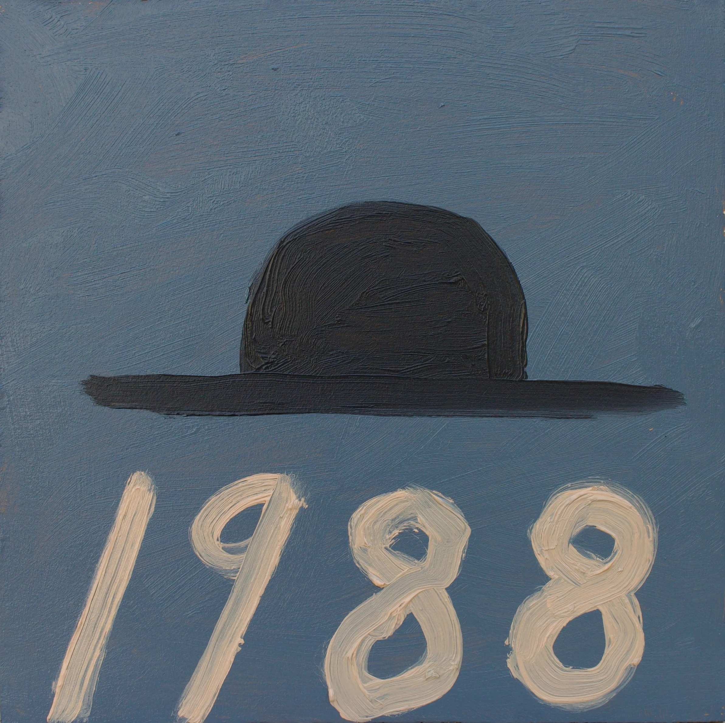  Hat With Date , 2019  Oil on wood panel  9” x 9”    