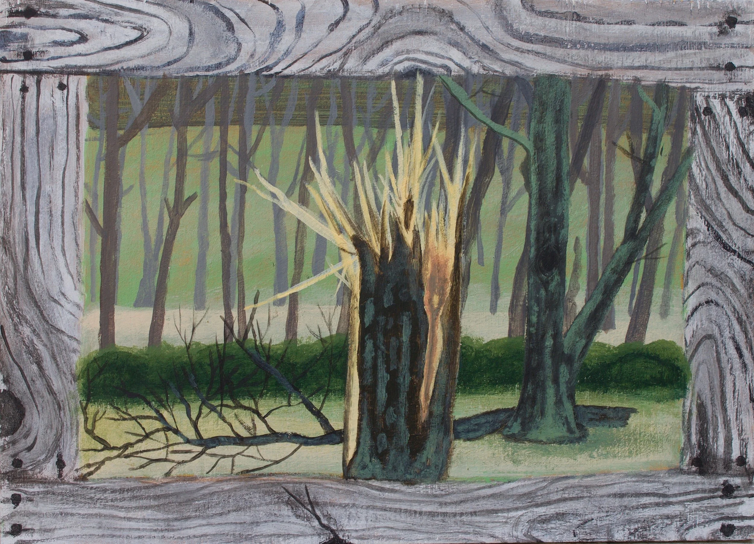  After The Tornado, 2019  Acrylic on wood panel  9.5” x 12.5” 