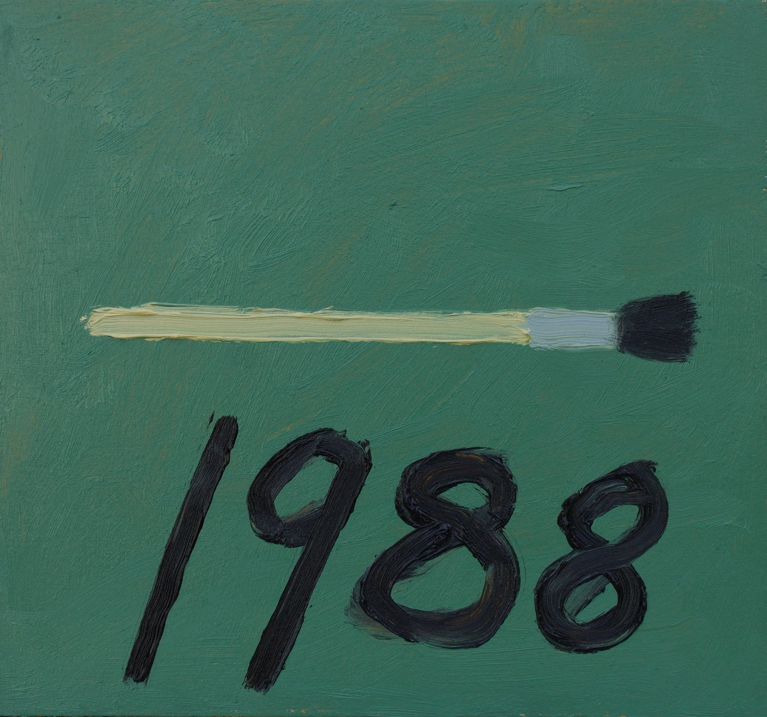   Paintbrush With Date , 2019  Oil on wood panel  8.5” x 9”    