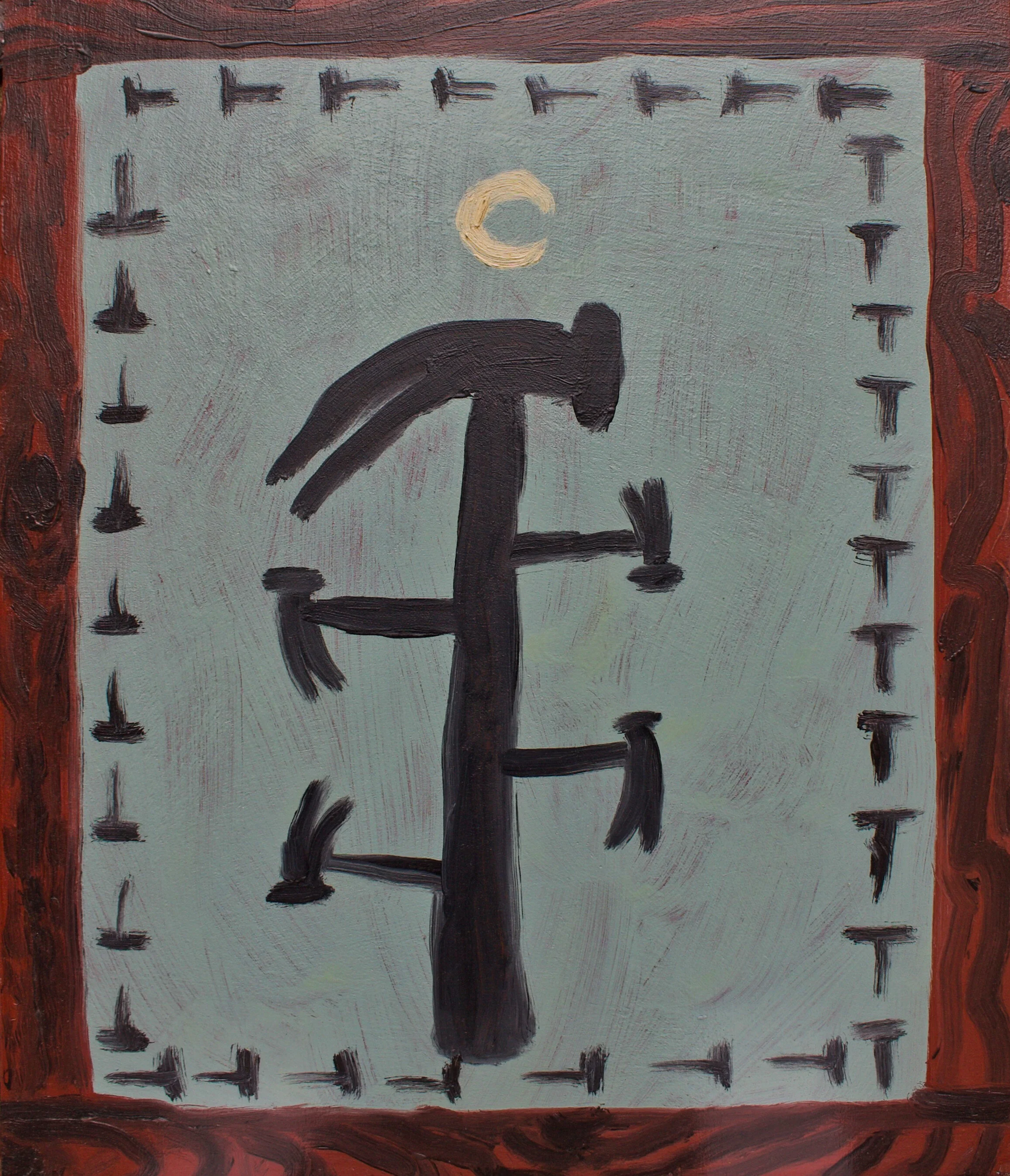  Hammer Tree With Nails, 2019  Oil on wood panel  15”x13” 