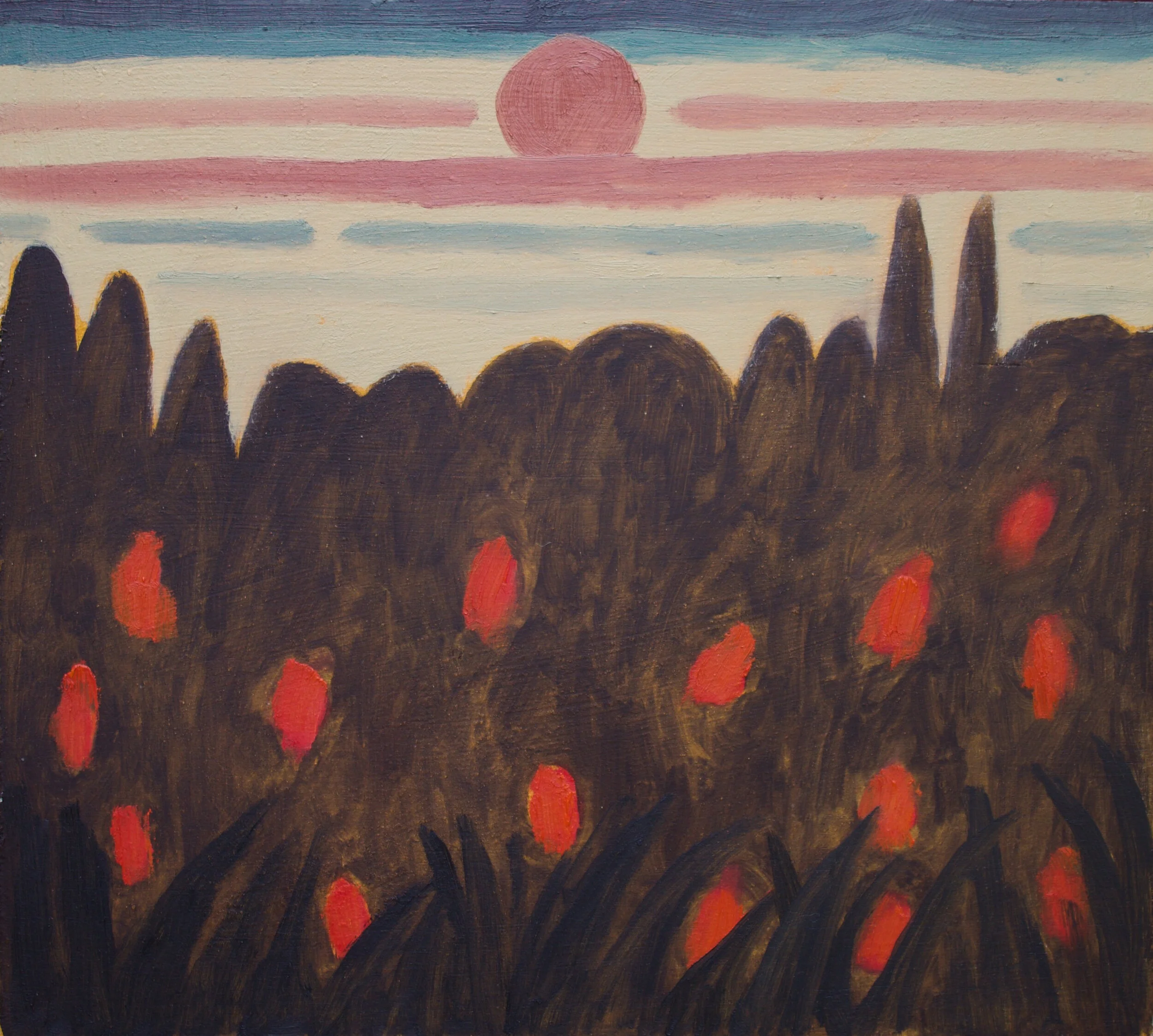  Dark On Fire, 2020  Oil on wood panel  9”x10” 