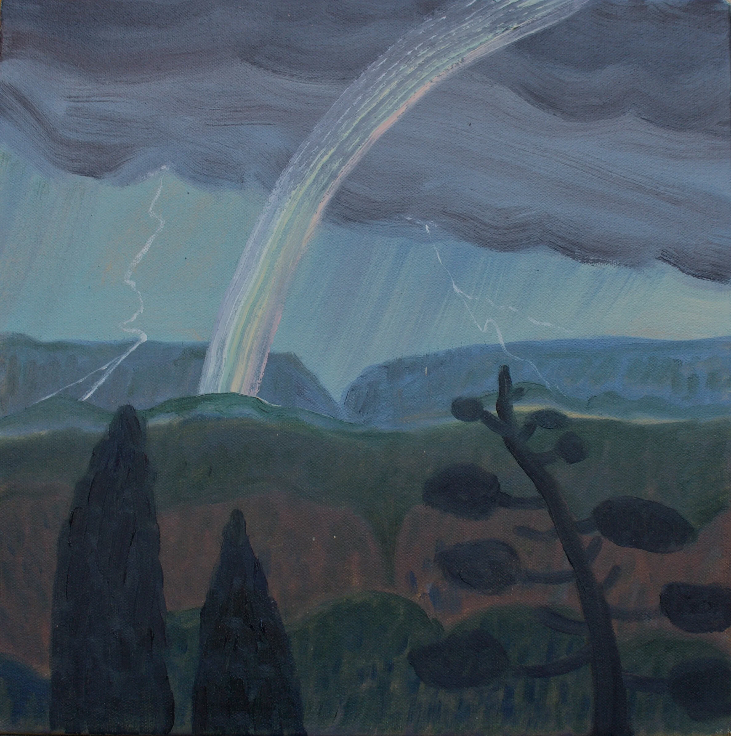  Rainbow Storm, 2020  Oil on canvas  12”x12”   