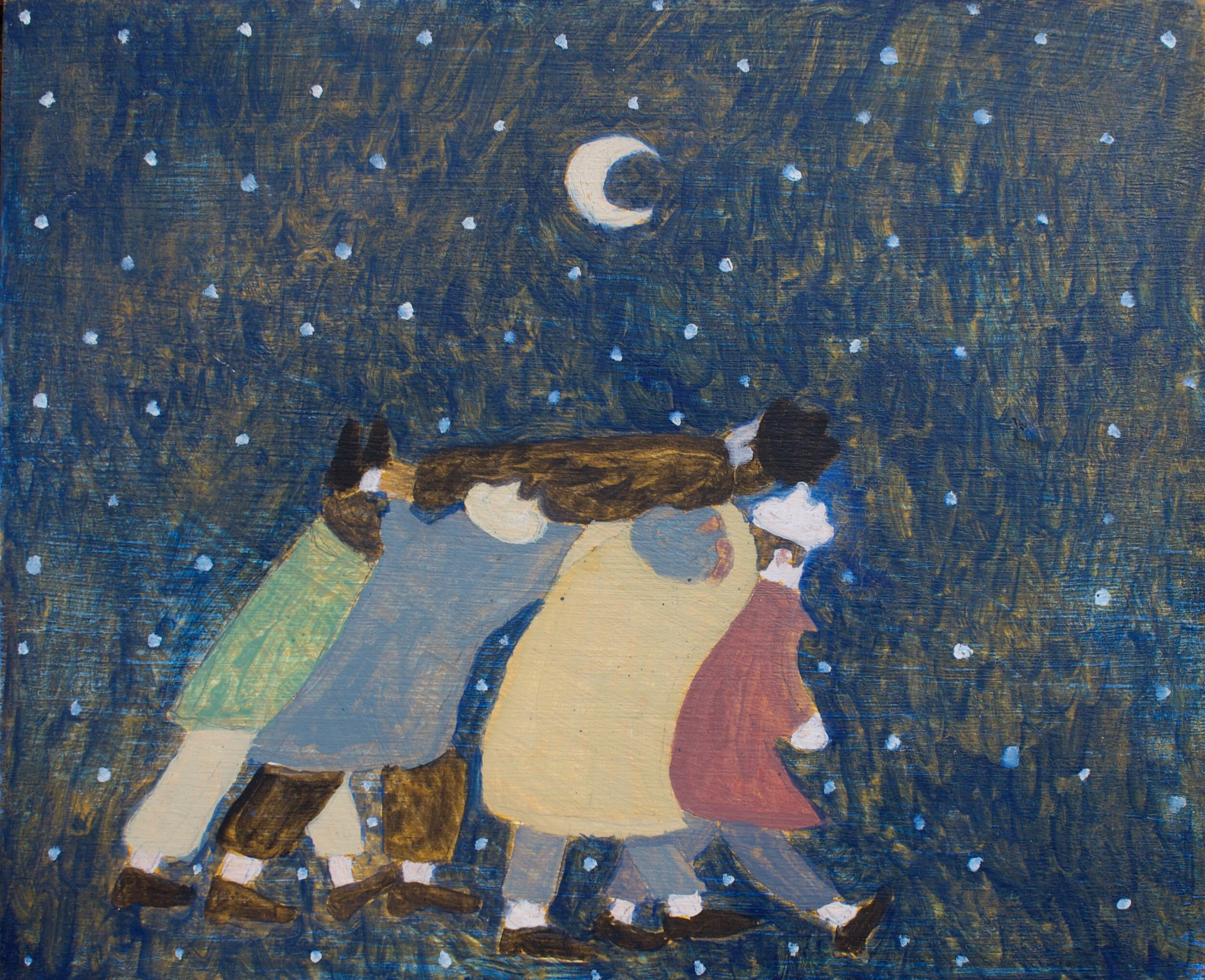  Procession, 2020  Oil on wood panel  8”x10” 