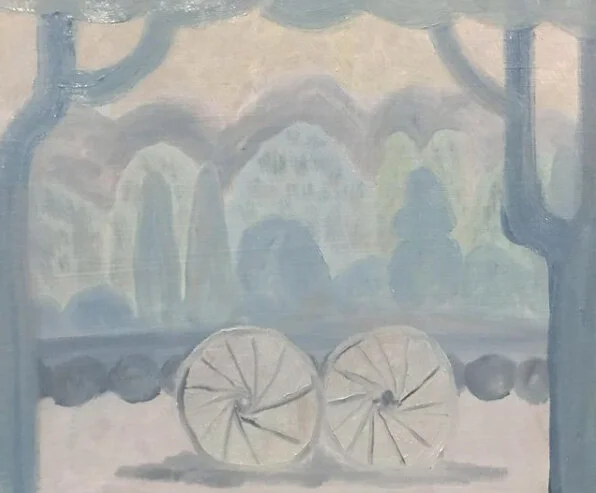  Two Grist Stones and A Garden Path, 2020  Oil on wood panel  9”x10.5” 