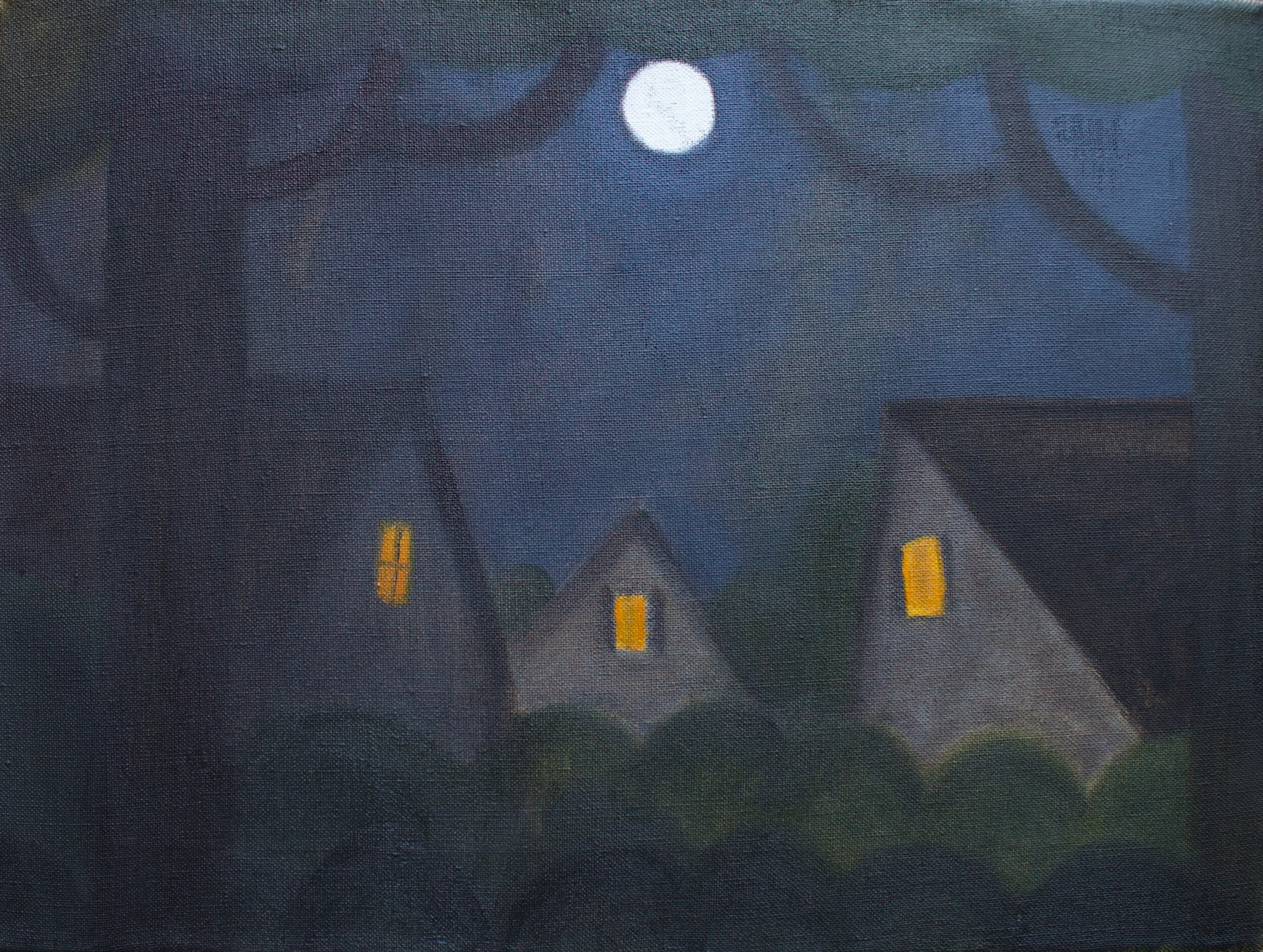  Four Lights, 2021.   Oil on linen.   12” x 16” 