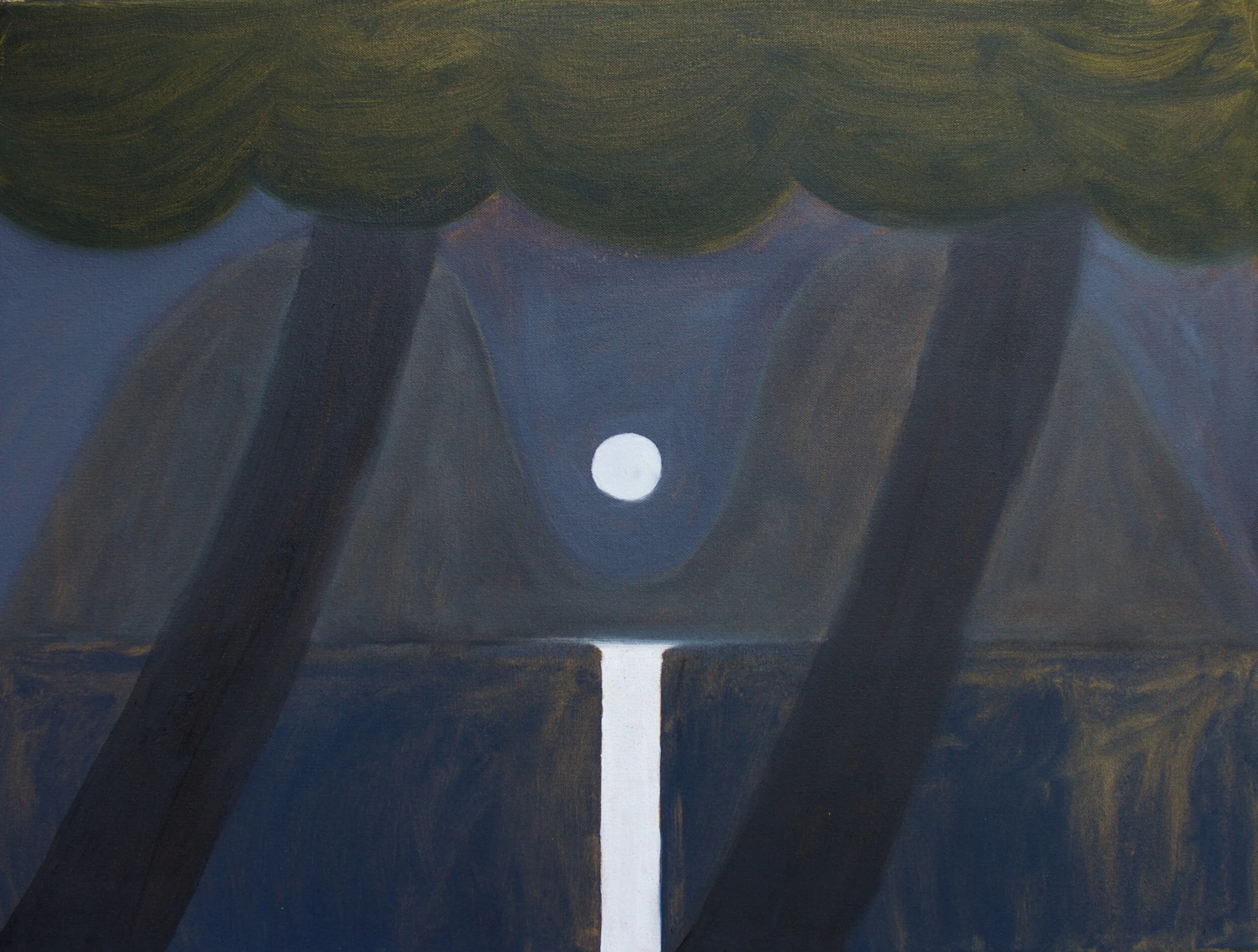  Moon Between The Mountains, 2021  oil on canvas  18” x 24” 