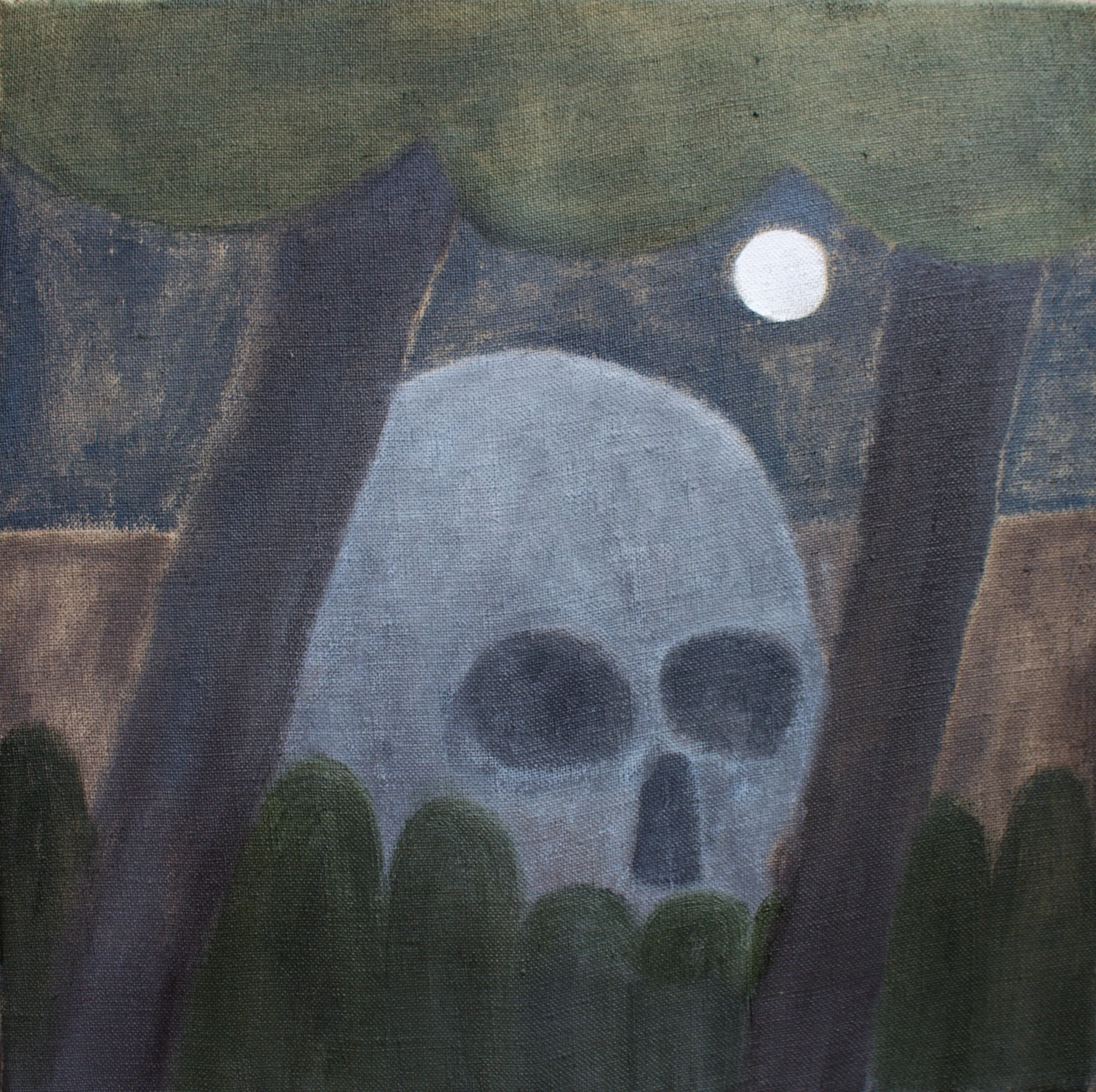  Skull In A Landscape, 2021  Oil on linen  12”x12” 